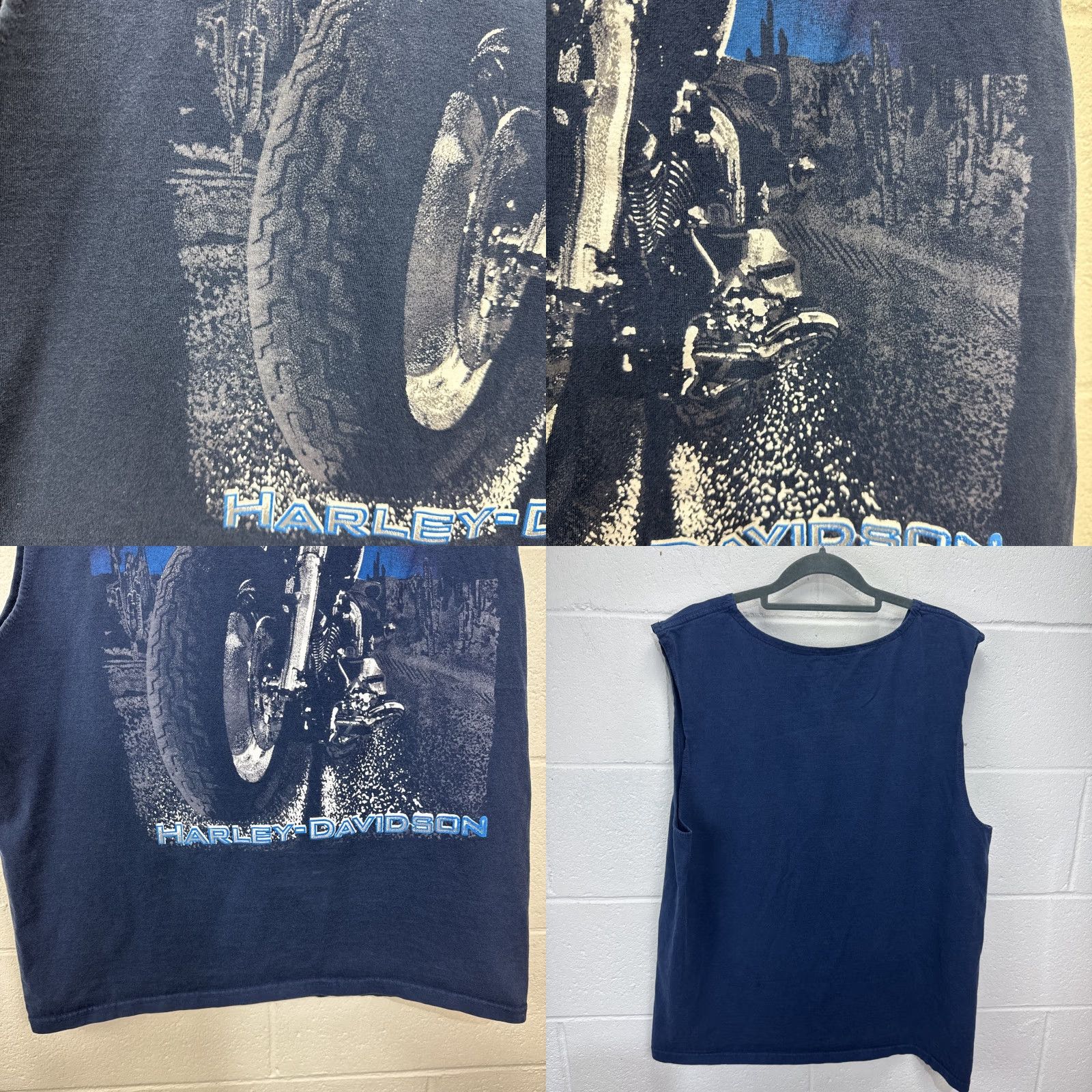 Harley Davidson VINTAGE Harley-Davidson Graphic Tank Top Blue Large 90s Biker Mens Size US L / EU 52-54 / 3 - 8 Thumbnail