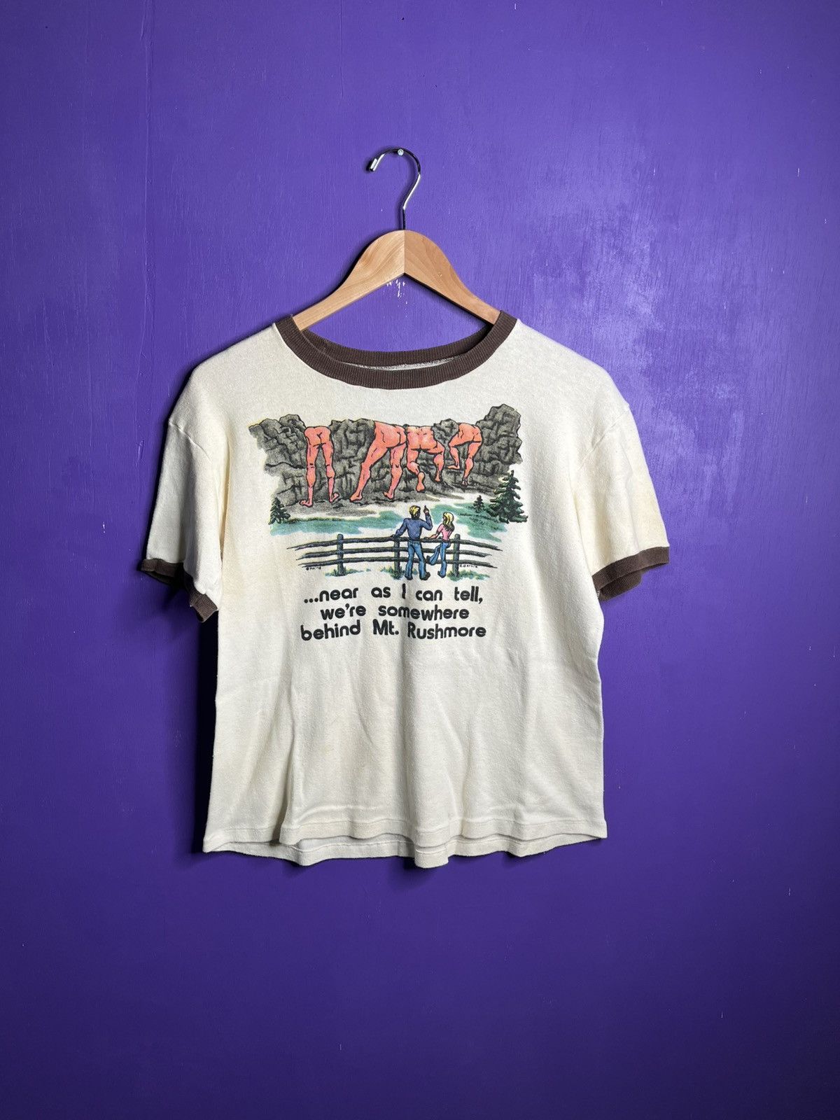 Vintage Vintage 70s somewhere behind Mt Rushmore ringer tee Size US M / EU 48-50 / 2 - 1 Thumbnail