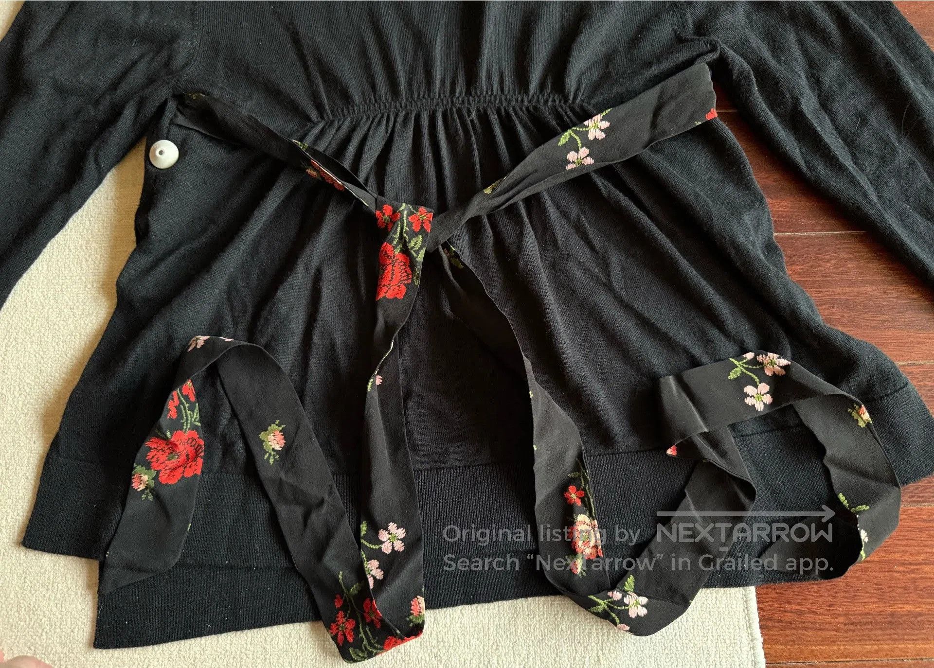 Saint Laurent Paris Simone Rocha Floral Knit Black Sweater. Size S / US 4 / IT 40 - 3 Thumbnail