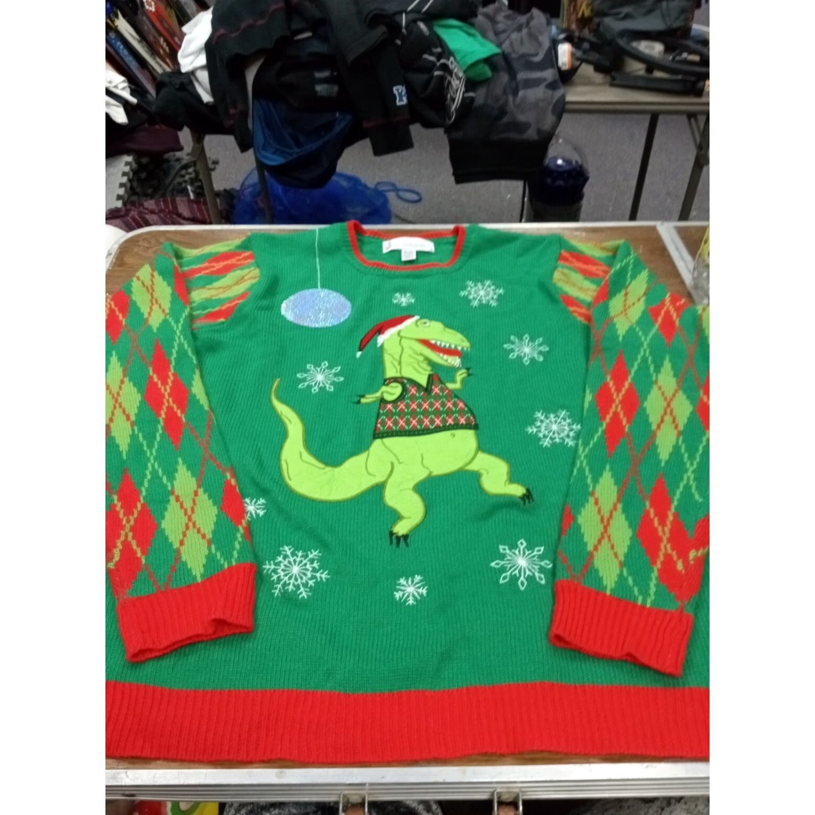 Vintage Jolly Sweaters Ugly Xmas Sweater XL 48" X 28" Trex dinosaur Size US XL / EU 56 / 4 - 4 Thumbnail