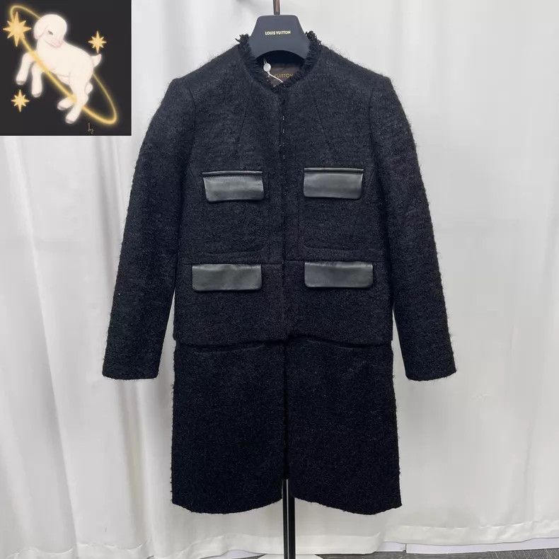 Louis Vuitton Louis Vuitton Black Wool Patchwork Leather Pocket Long Woo Size M / US 6-8 / IT 42-44 - 1 Thumbnail
