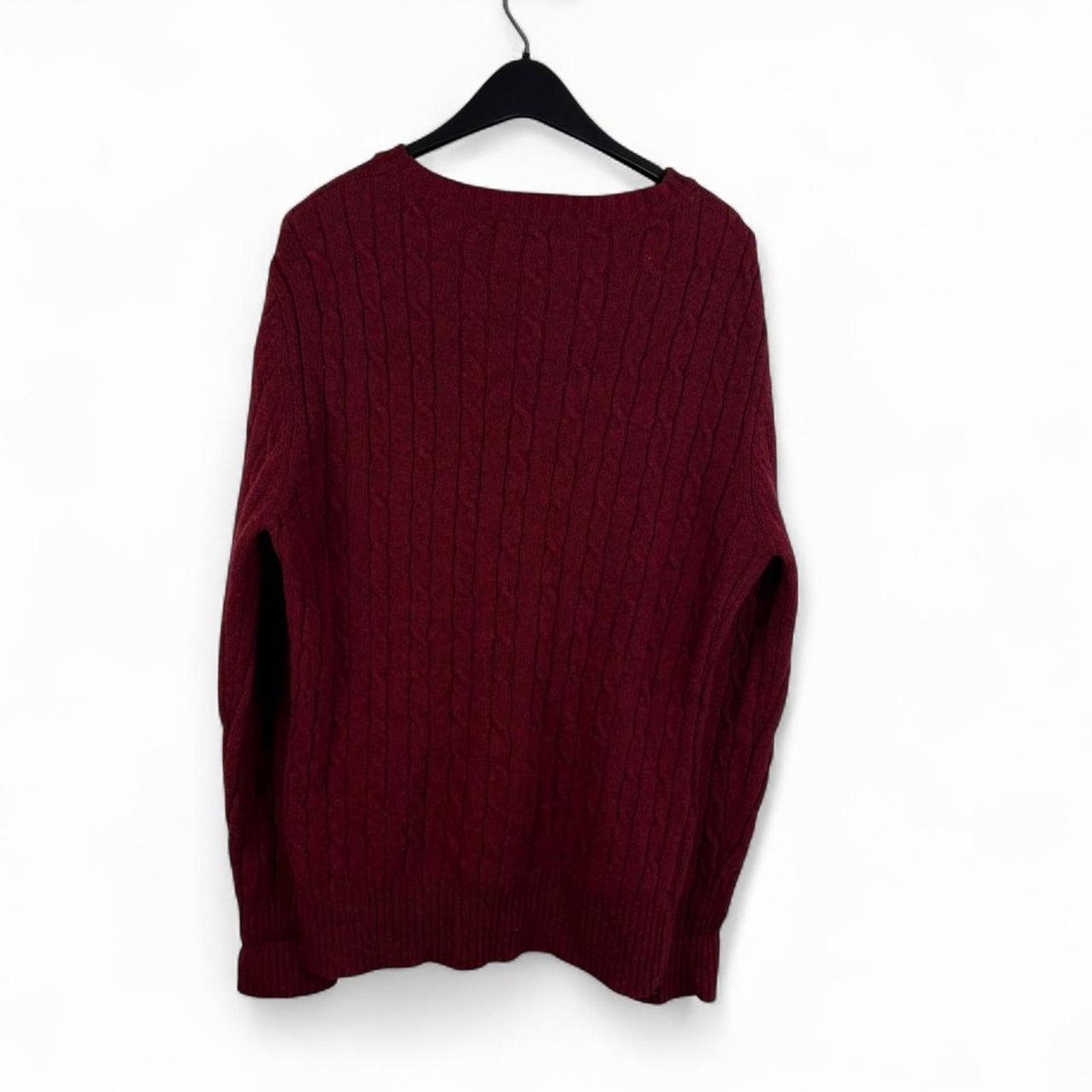 Polo Ralph Lauren Polo ralph lauren vintage burgundy cable knit wool sweater Size US L / EU 52-54 / 3 - 5 Thumbnail