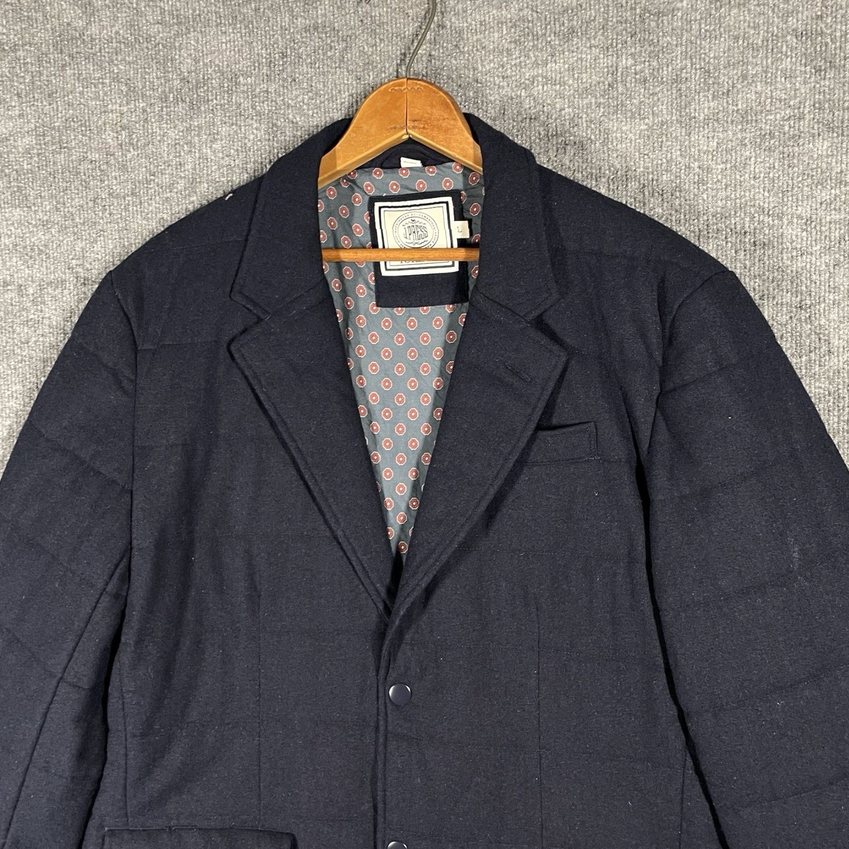 Vintage J. Press Quilted Sport Coat Blazer Jacket Mens Size Large Wool Insulated Snap Size 42R - 2 Thumbnail