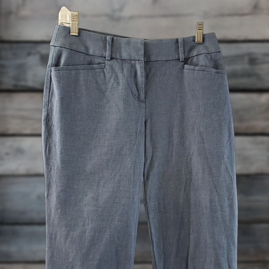 Loft Ann Taylor LOFT Womens Riviera Crop Pants Sz 0 Curvy Blue Mid Rise Cotton Blend Size 25" / US 0 / IT 36 - 1 Thumbnail