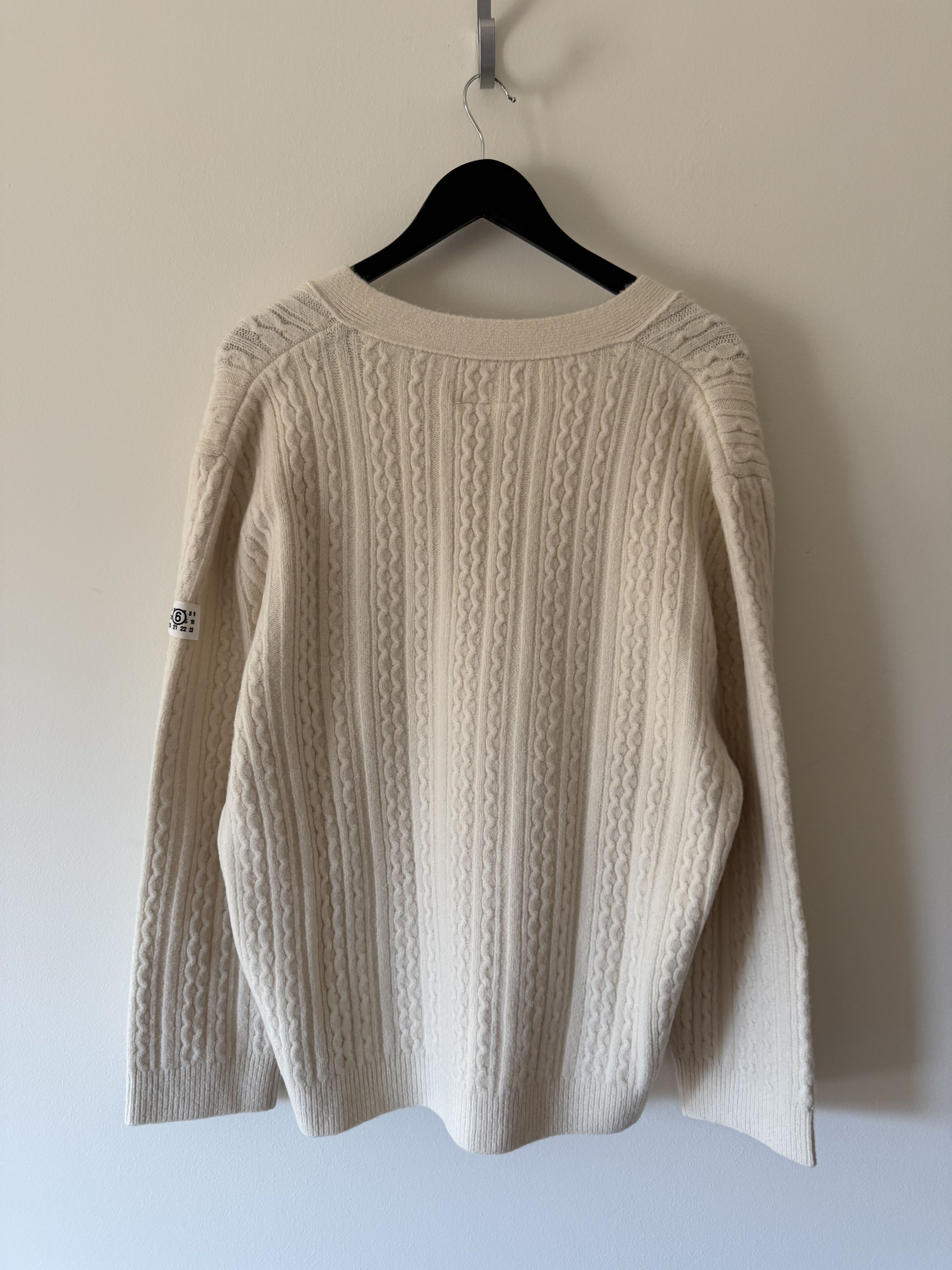 MM6 MM6 Maison Margiela Cable Knit Cardigan in Cream Size US L / EU 52-54 / 3 - 6 Thumbnail