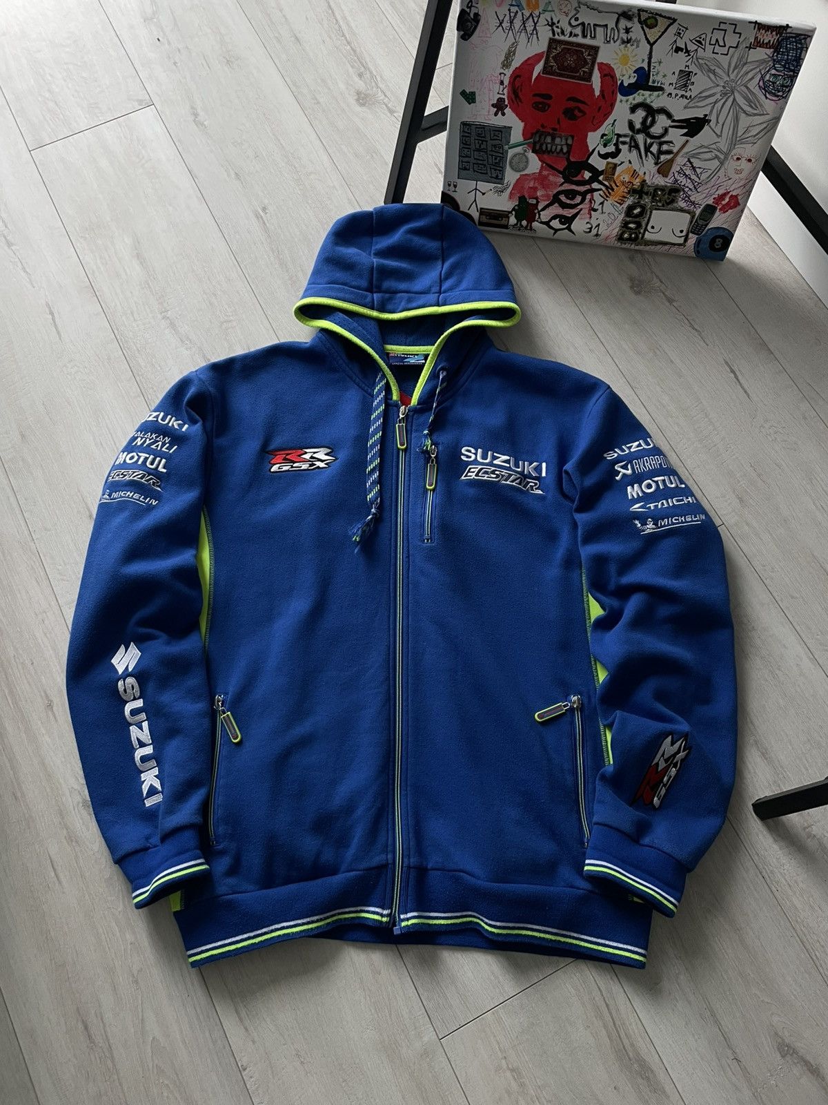 Other Vintage Y2K Suzuki Racing Zip Hoodie Michelin 00’s Blue RARE Size US XL / EU 56 / 4 - 1 Thumbnail
