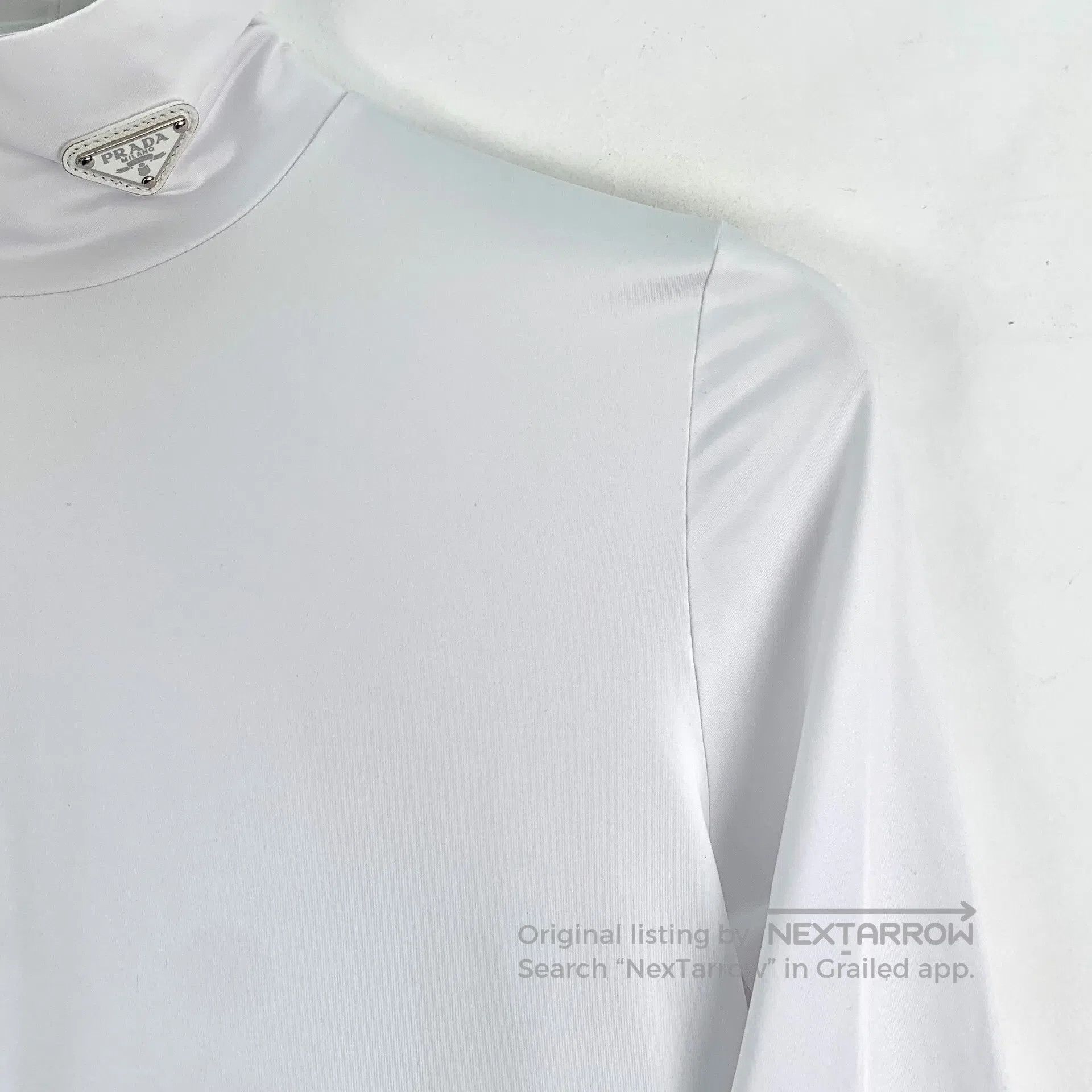 Prada Prada White triangle logo high-neck long-sleeve T-shirt| Size XS / US 0-2 / IT 36-38 - 3 Thumbnail