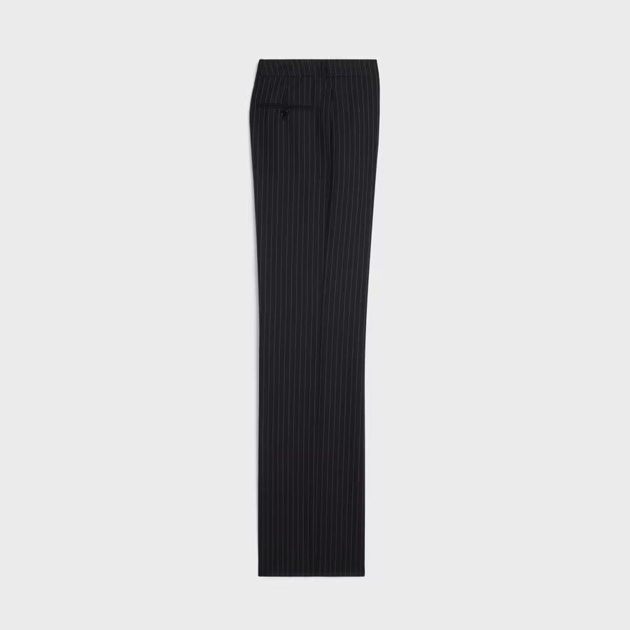 Celine o1loc1c0525 Straight Pants in Striped Wool in Black Size US 34 / EU 50 - 2 Thumbnail