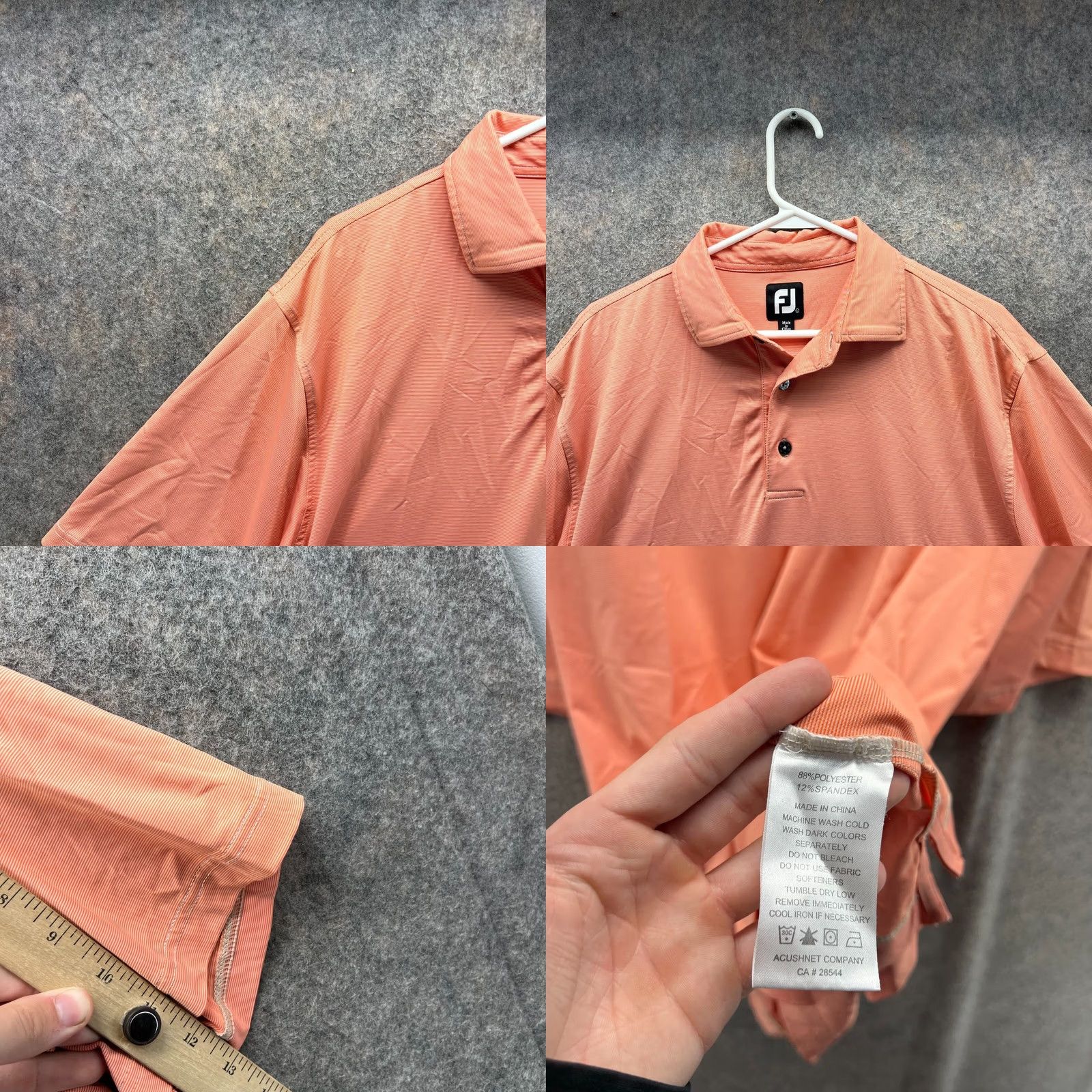Footjoy FootJoy Polo Shirt Mens L Pastel Orange Striped Golf Preppy Knit Shirt Size US L / EU 52-54 / 3 - 8 Thumbnail