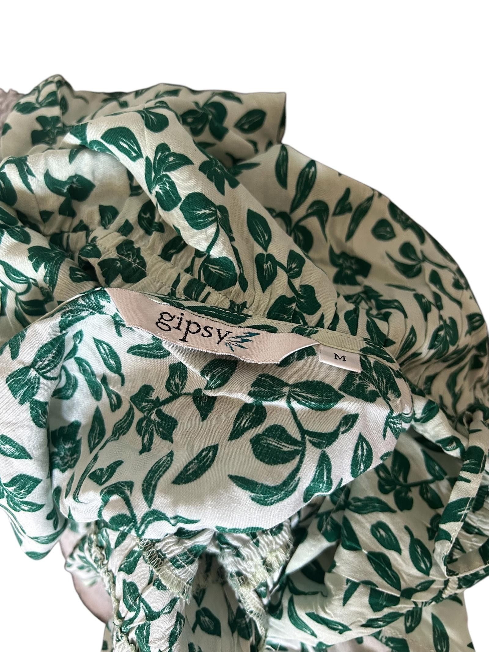 Gypsy Gipsy Floral Peplum Top - Green Leaf Print Size M / US 6-8 / IT 42-44 - 4 Thumbnail