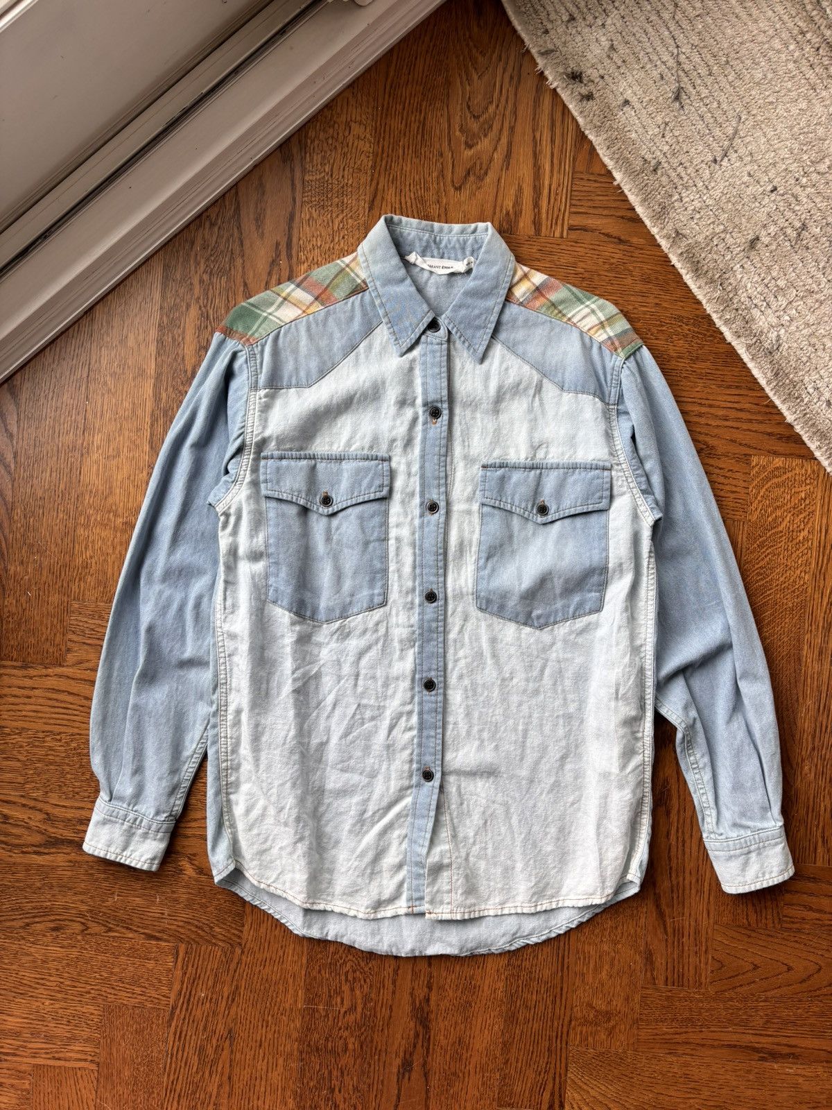 Designer × Isabel Marant Isabel Marant Etoile Chambray Denim Checker Flannel Shirt Size US XS / EU 42 / 0 - 1 Thumbnail