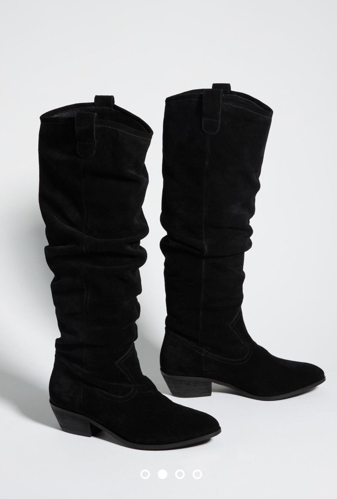 image of Black Suede Anthropologies Scrunched Boots I, Women's (Size 9)