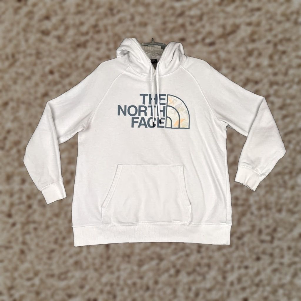 The North Face The North Face Hoodie Womens L White Floral Logo Pullover Sweatshirt Size L / US 10 / IT 46 - 1 Thumbnail