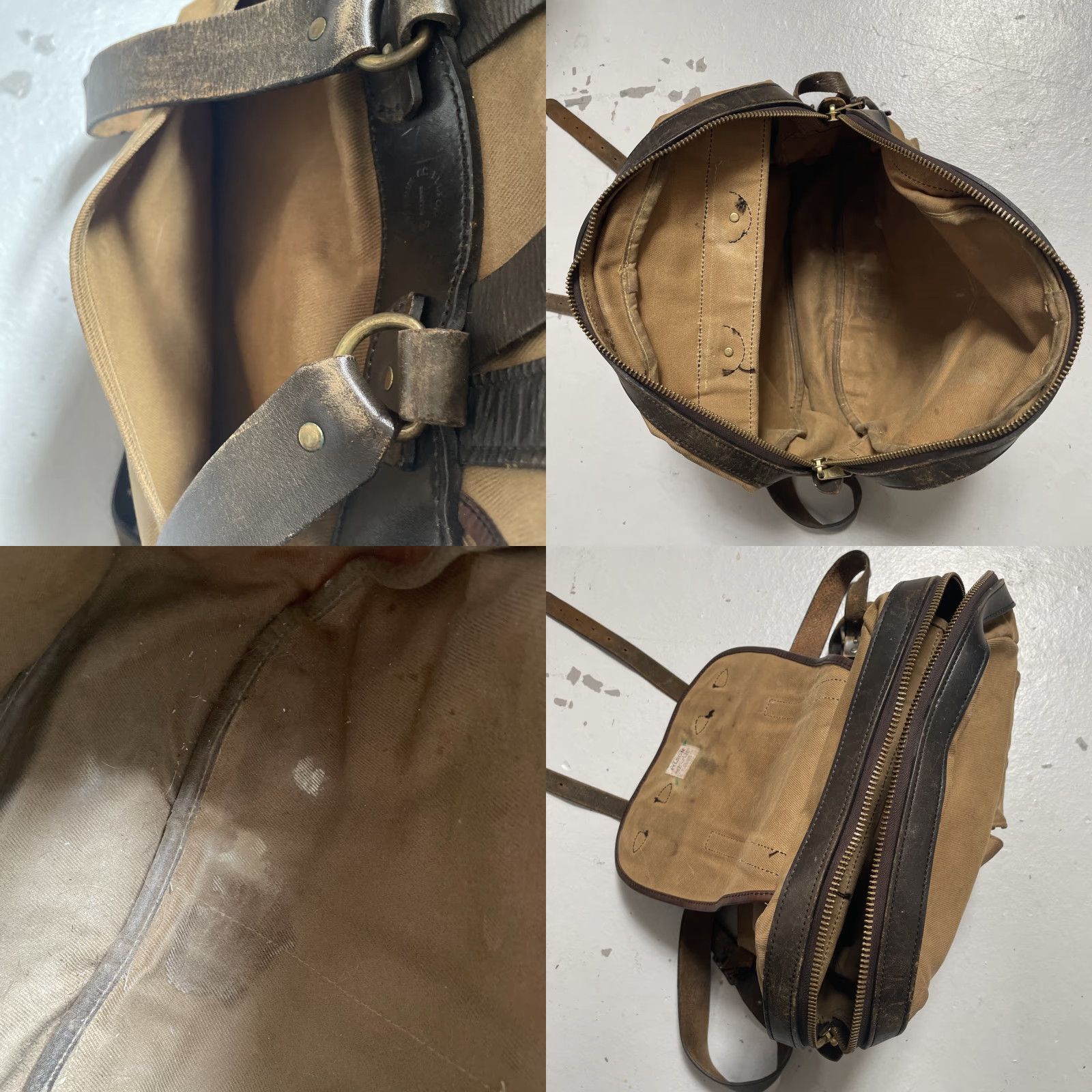 Filson VINTAGE Filson Backpack One size Brown Canvas Leather Cotton 1990s USA Rugged Hiking Travel Rucksack Zipper Talon Size ONE SIZE - 9 Thumbnail