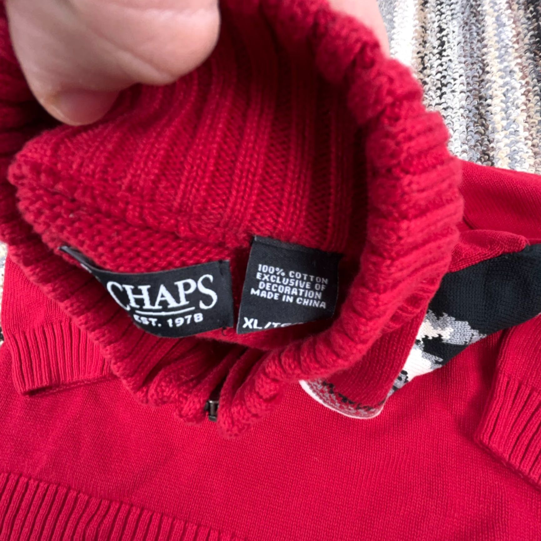 Chaps Chaps Sweater Men XL Red Pullover Mock Neck Knit Heavyweight Logo 1/4 Zip Vintage No Size US XL / EU 56 / 4 - 7 Thumbnail