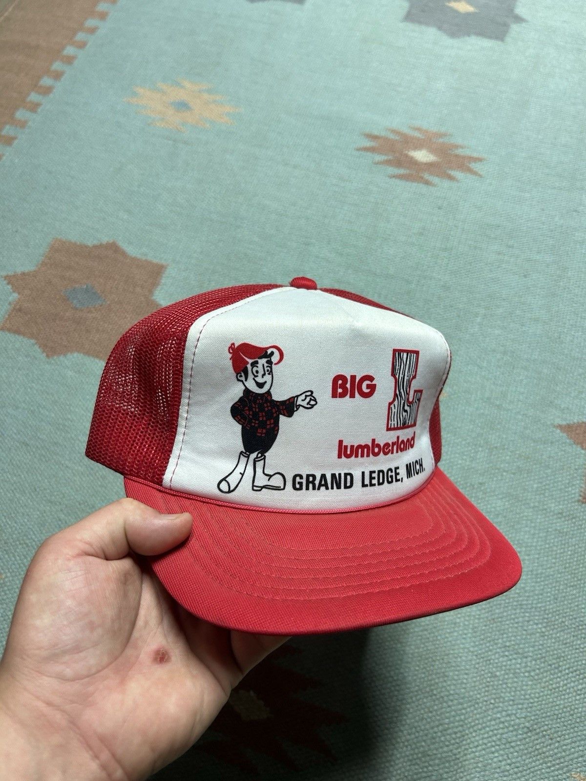 Vintage Vtg trucker hat Big L Lumber land grand ledge Michigan wood Size ONE SIZE - 1 Thumbnail