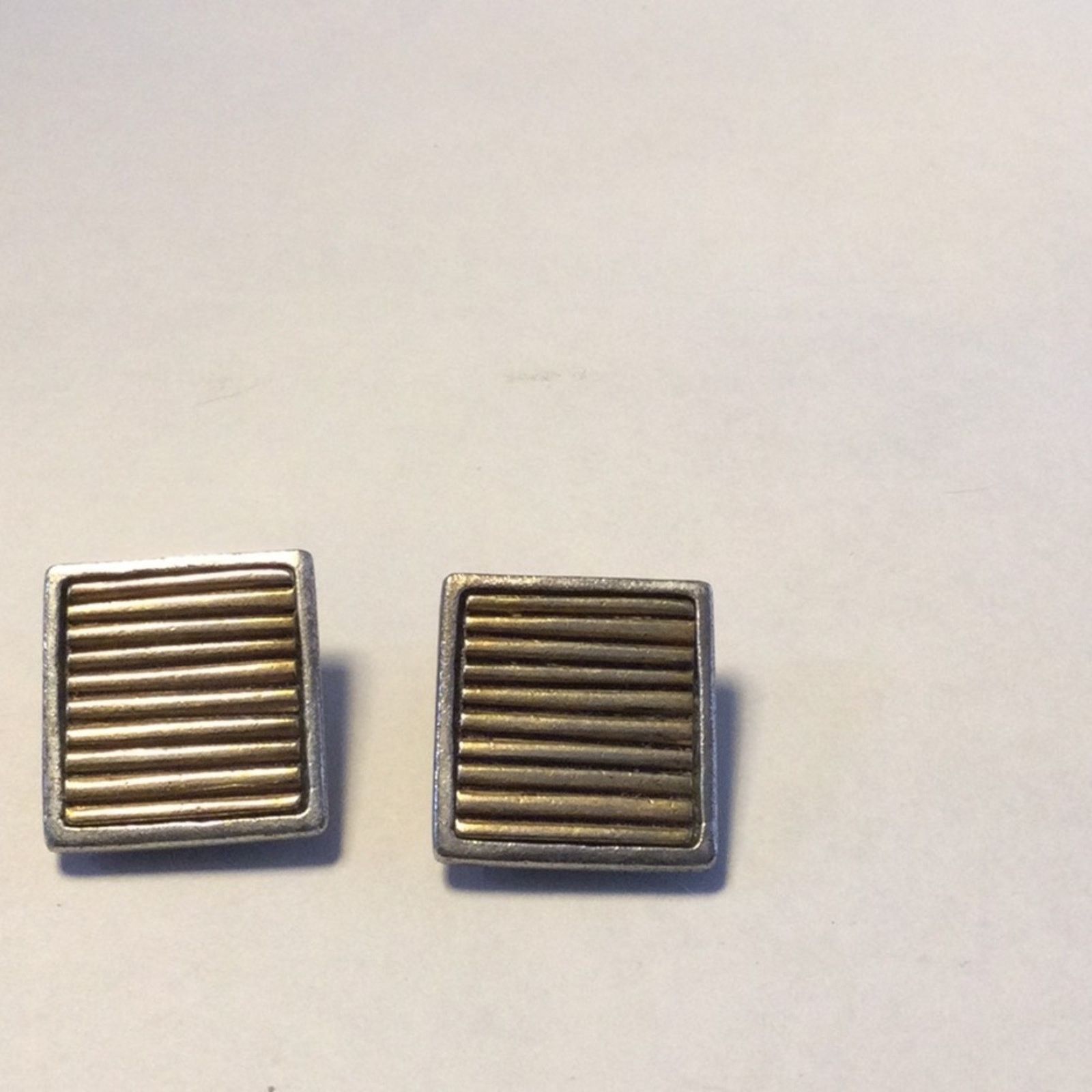 Other Chico's Vintage Gold & Silver Tone Square Clip-On Earrings Size ONE SIZE - 2 Thumbnail