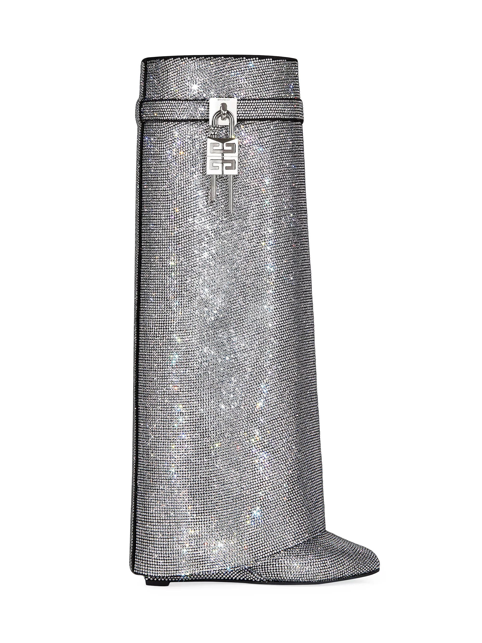 Givenchy o1srvl11e0325 Shark Lock Boots Wide Fit In Strass in Silver Size US 10 / IT 40 - 1 Thumbnail