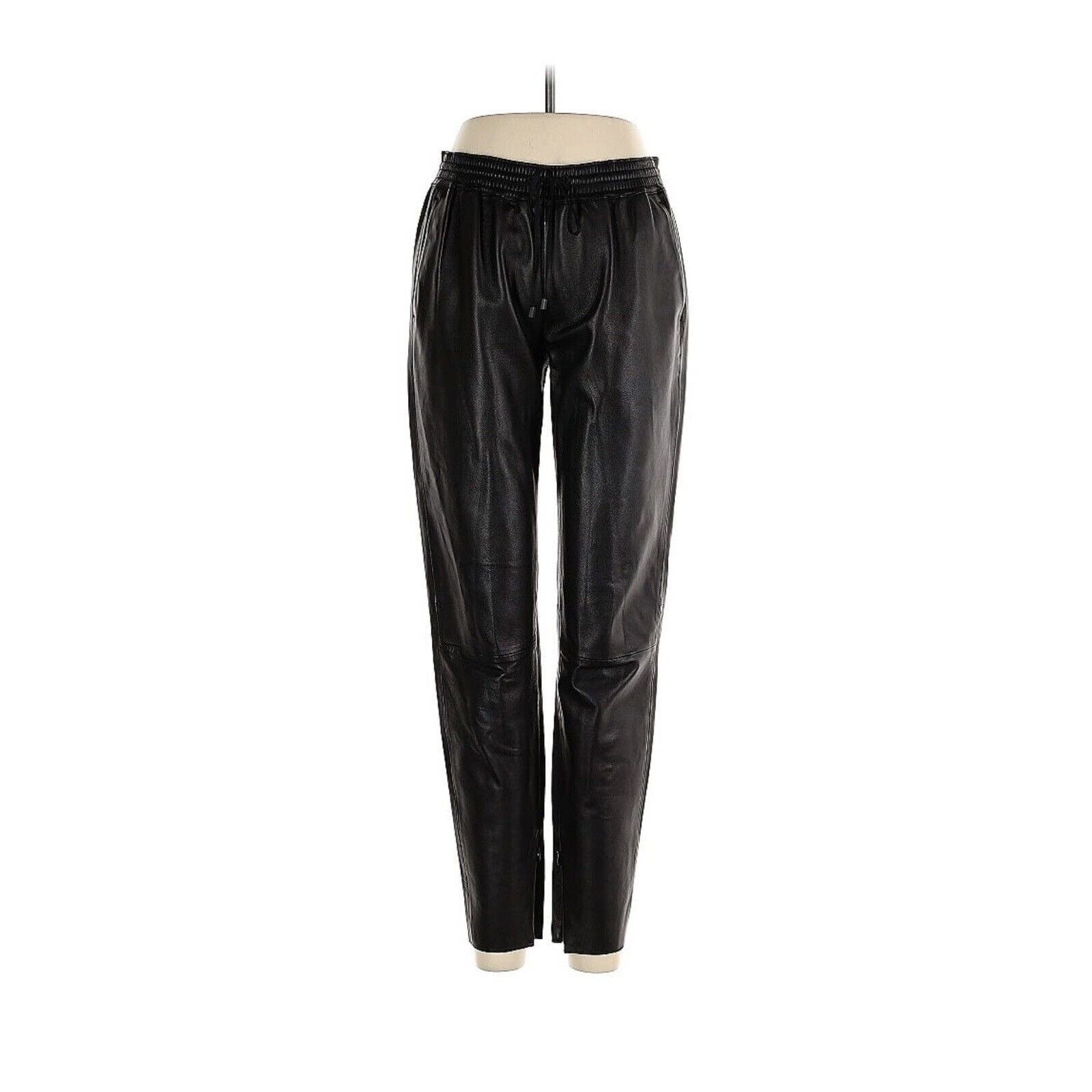 image of Vince Black Leather Silk Lined Pockets Pull-On Pants Xs, Women's (Size 24)
