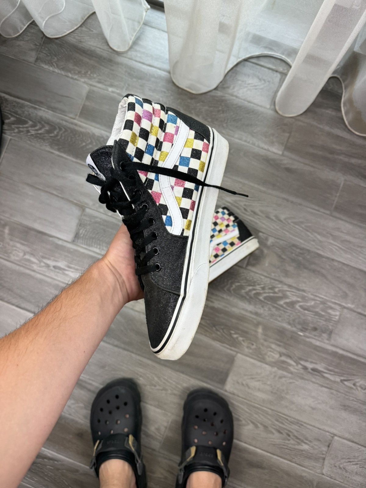Vans NWOB Vans Sk8-Hi "Glitter Checkerboard" - VN0A4BV6V3P Size US 9 / EU 42 - 5 Thumbnail