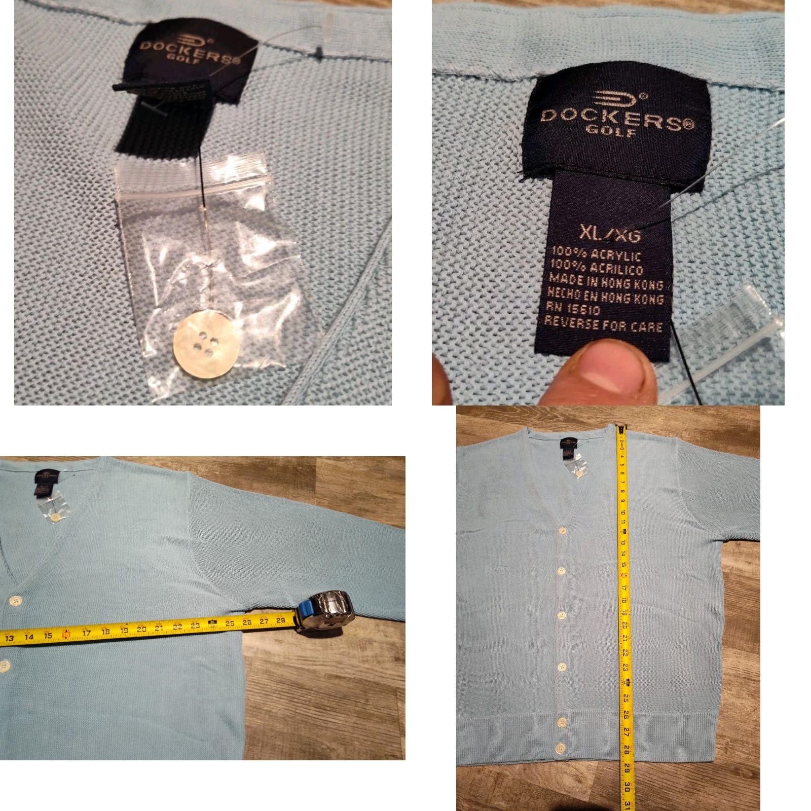Dockers VINTAGE Dockers Men’s XL Light Blue Casual Golf Cardigan Sweater 90s preppy knit Size US XL / EU 56 / 4 - 8 Thumbnail