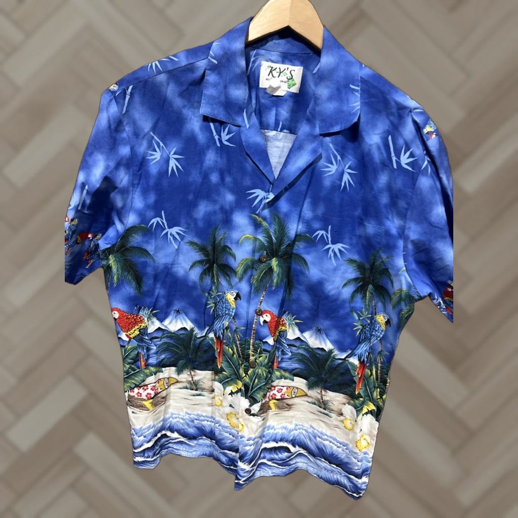 Vintage VINTAGE Ky's Shirt Mens L Blue Hawaiian Island Parrot Beach Surf Pocket Cotton VTG Size US L / EU 52-54 / 3 - 1 Thumbnail