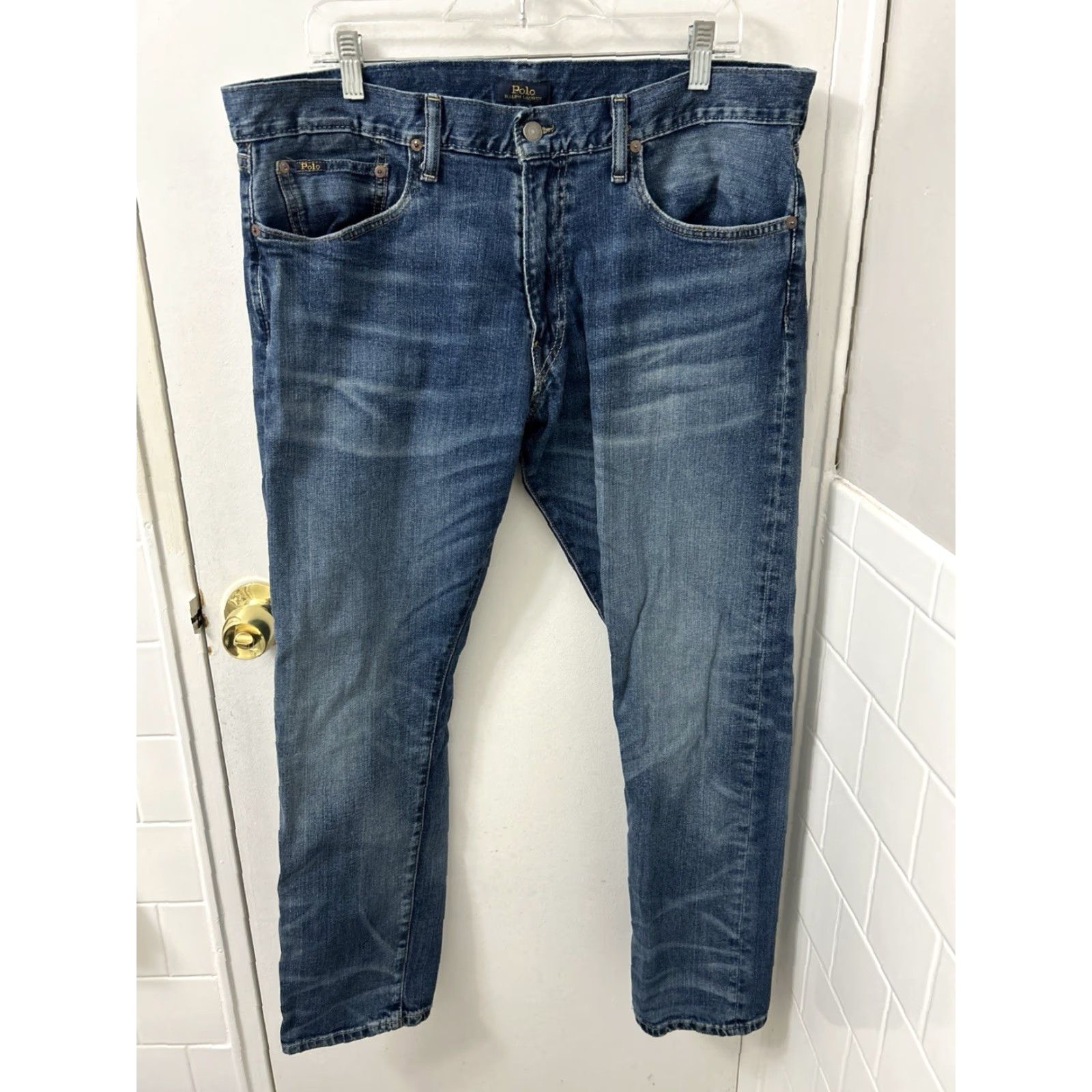 Polo Ralph Lauren Polo Ralph Lauren Sullivan Slim Jeans Mens 36x30 Light Wash Denim Zip Pocket 5-Pocket Logo Blue Straight Modern Casual Men Size US M / EU 48-50 / 2 - 2 Thumbnail