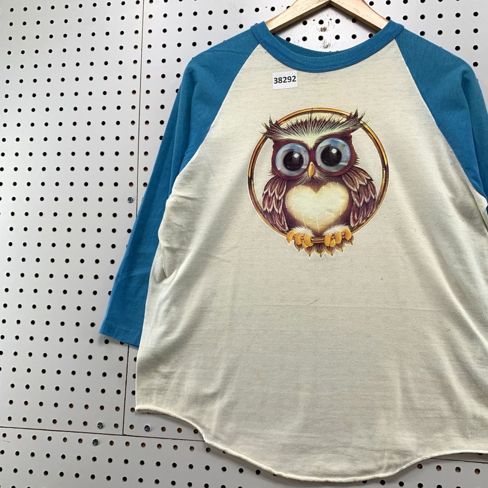 Vintage VINTAGE Stedman Owl Shirt Mens Large White Blue Raglan 3/4 Sleeve T-Shirt USA Size US M / EU 48-50 / 2 - 5 Thumbnail