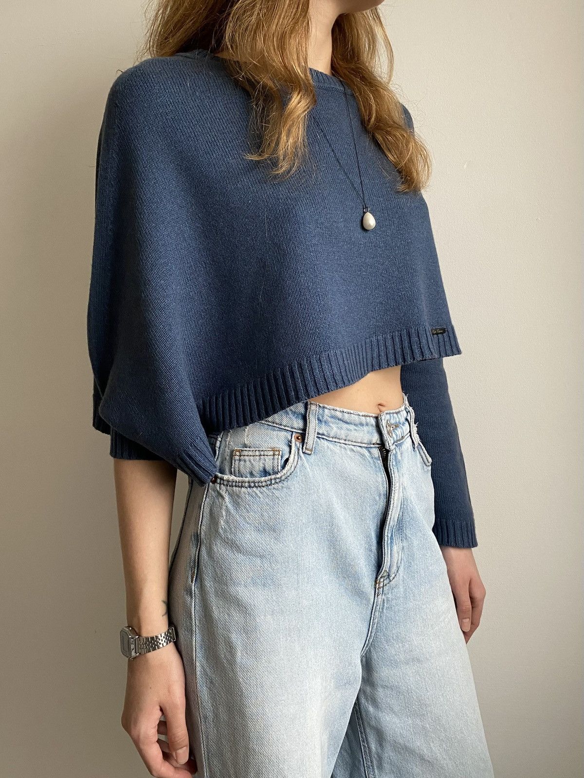 Cop Copine COP COPINE WOMEN ASYMMETRICAL SWETER BLUE MERINO WOOL SIZE S Size S / US 4 / IT 40 - 14 Thumbnail