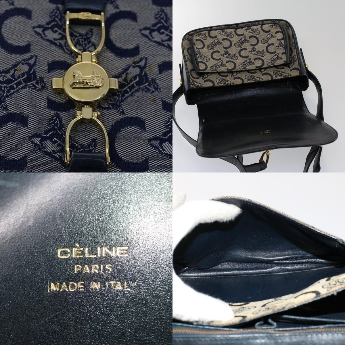 Celine CELINE C Macadam Canvas Shoulder Bag Navy Size ONE SIZE - 11 Thumbnail