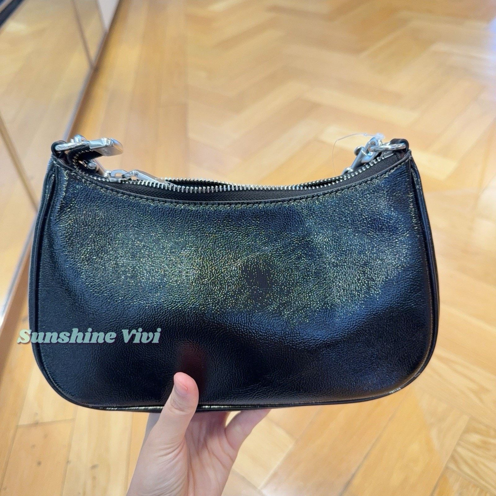 Coach NWT COACH Teri Shoulder Bag CCD78 Black Patent Leather Size ONE SIZE - 3 Thumbnail