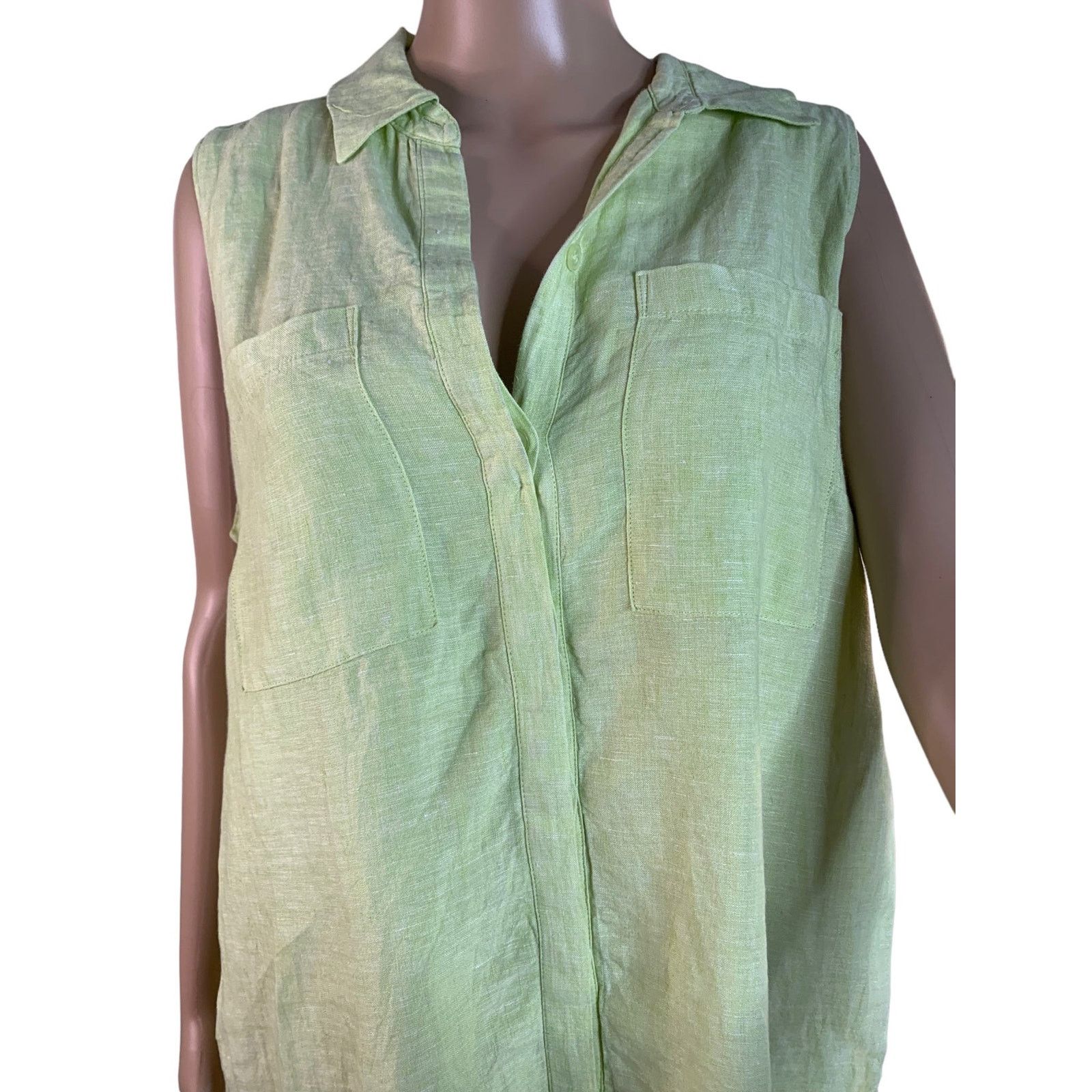 Chicos Chico's 100% Linen Mini Shift Dress Button Down Sleeveless M Size M / US 6-8 / IT 42-44 - 3 Thumbnail