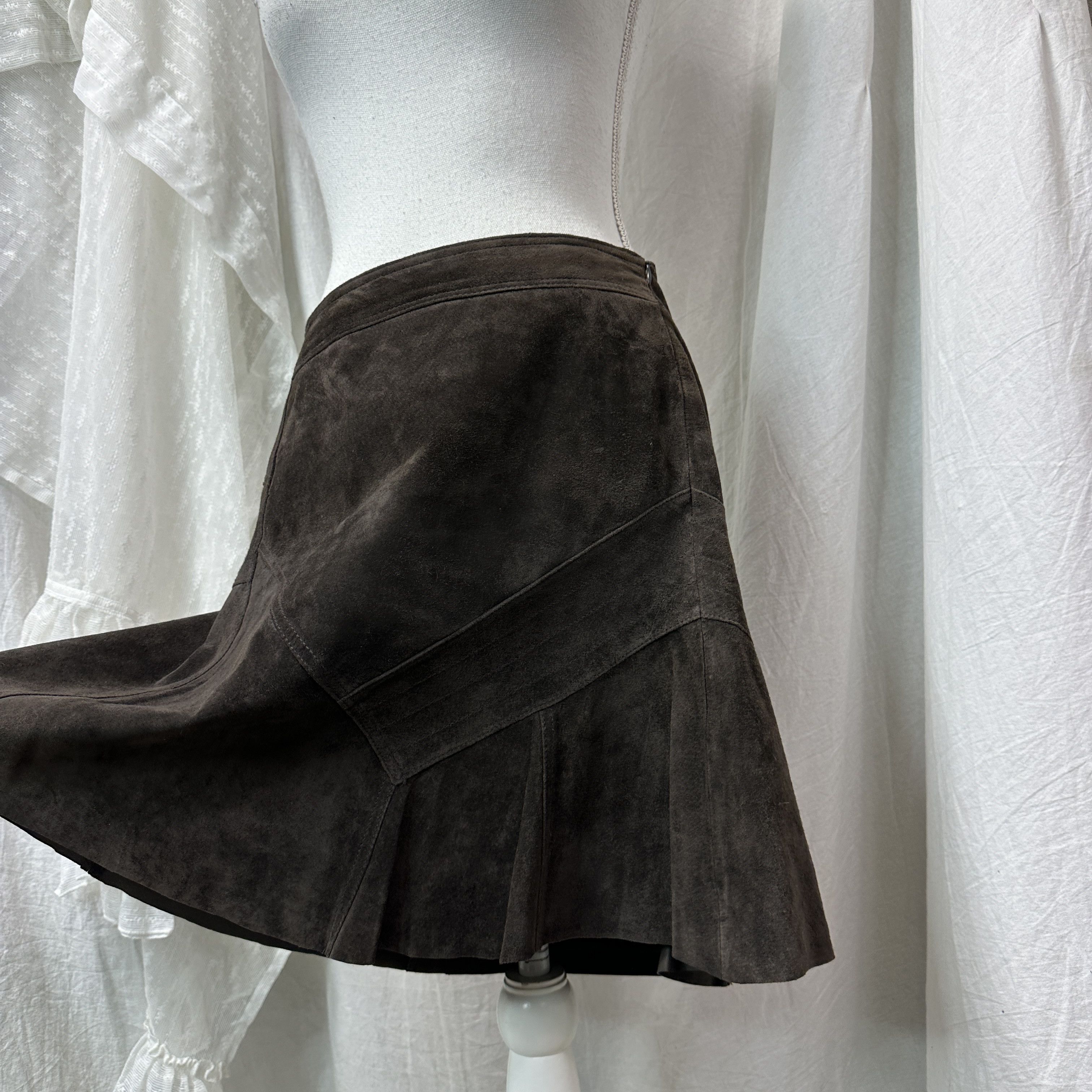 Vintage Vintage Leather Chocolate Brown Rocha John Rocha Skirt Y2K Size 27" / US 4 / IT 40 - 4 Thumbnail