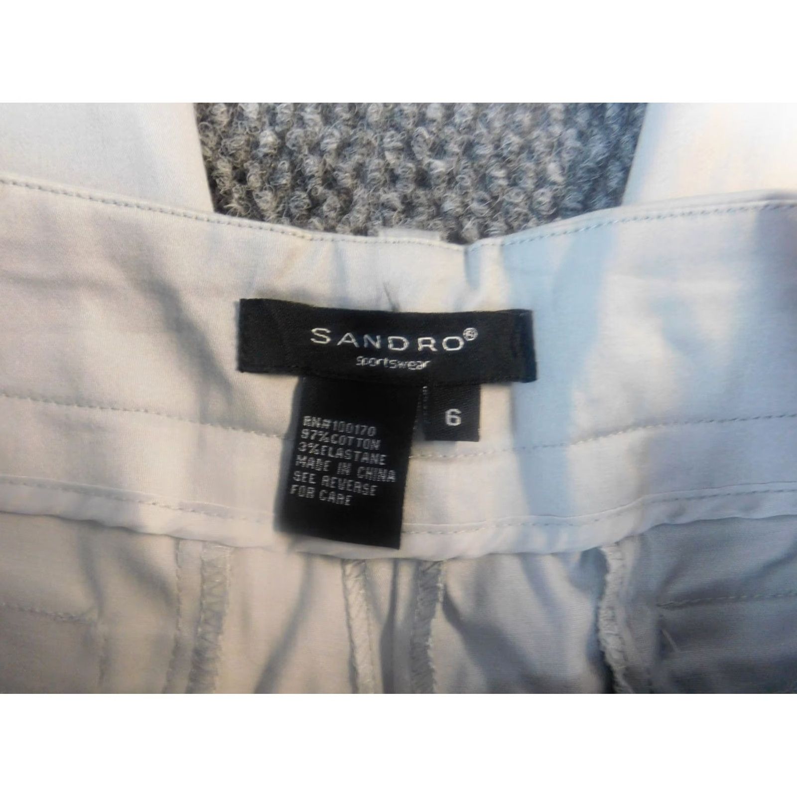 Sandro Sandro Pants 6 Gray Womens Chino Sportswear Straight Leg Inseam 23in Regular Rise Mid Knit Cotton Spandex Casual Size 6 Womens Size 28" / US 6 / IT 42 - 3 Thumbnail