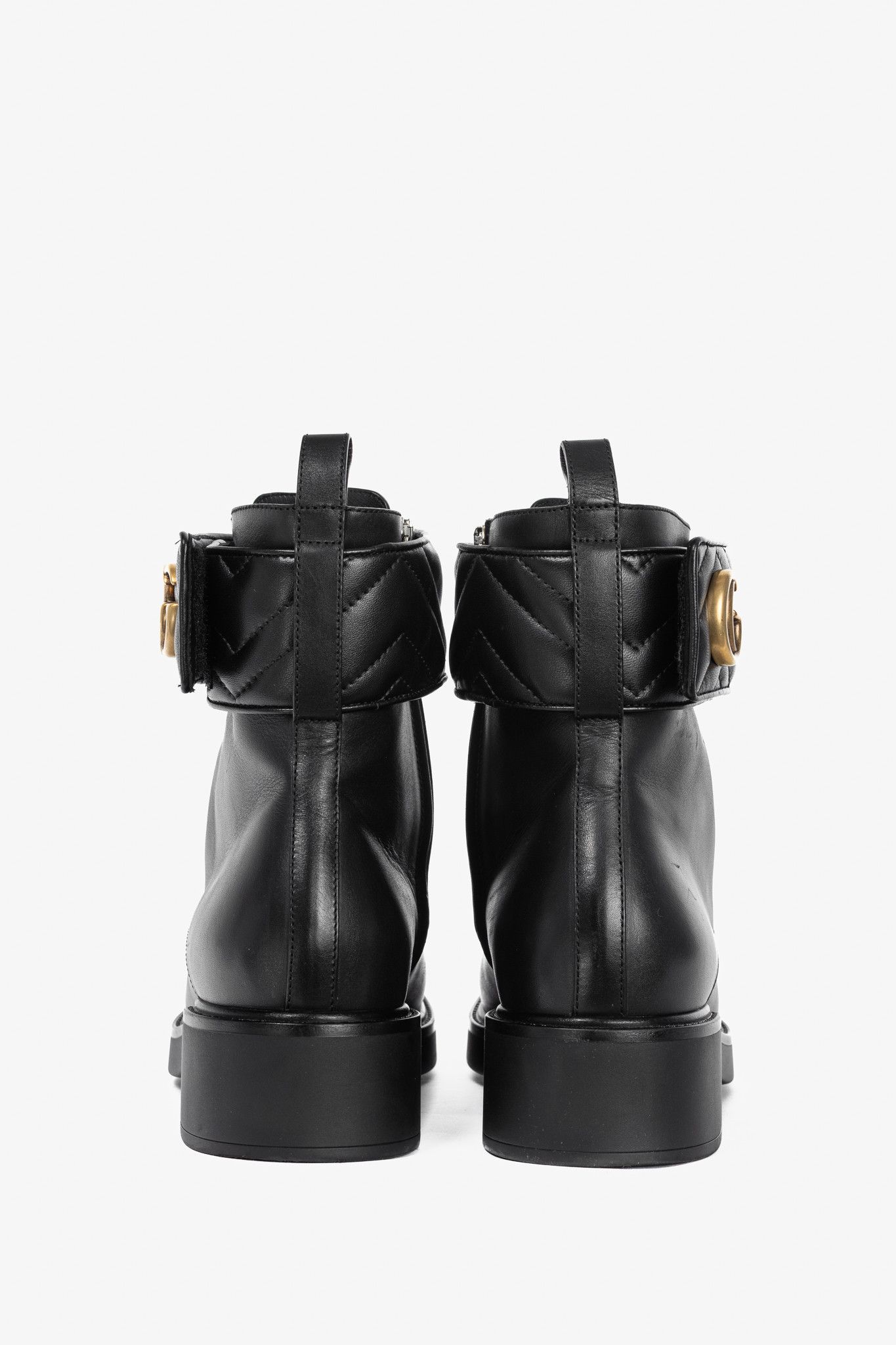 Gucci Gucci Black Leather Double G Combat Ankle Boots Size US 9 / IT 39 - 3 Thumbnail