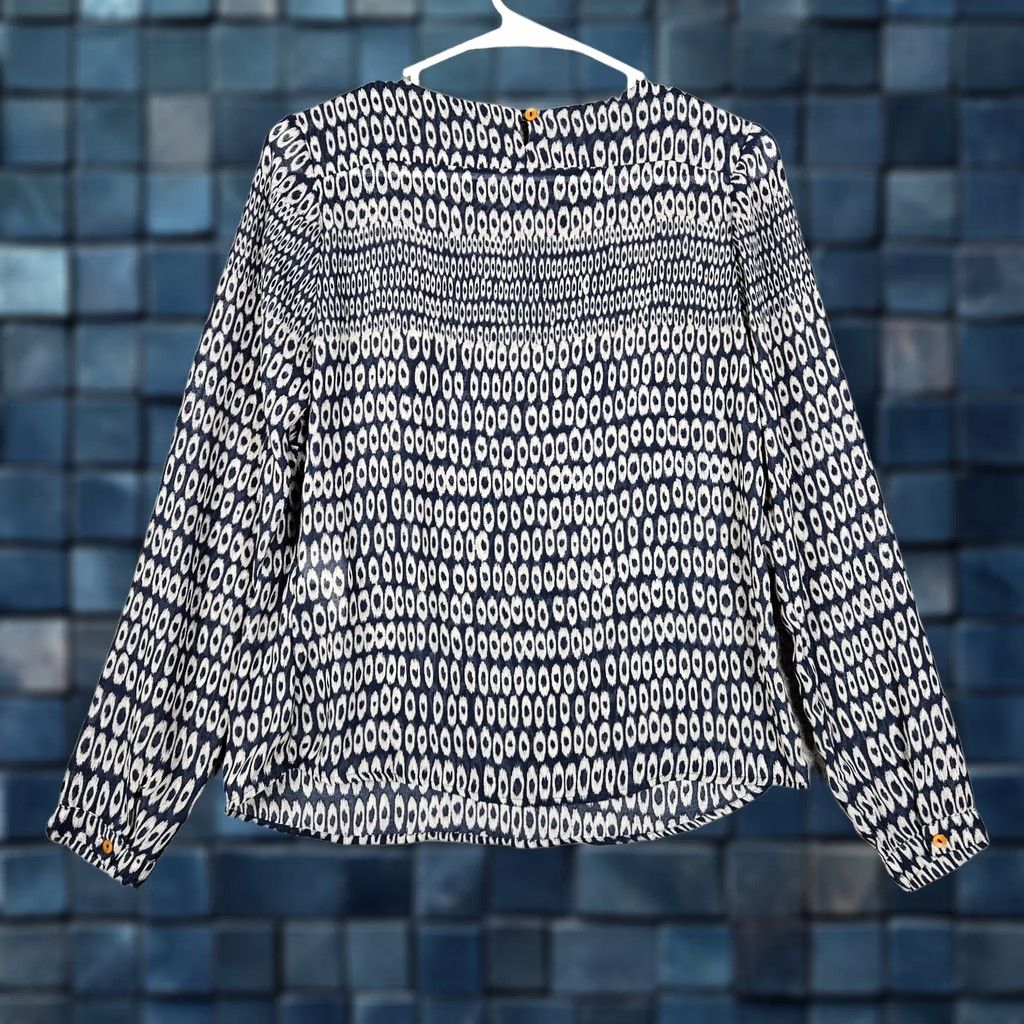 Vintage Acote Women’s blue white pattern Keyhole Casual Bouse Size 1 Size XS / US 0-2 / IT 36-38 - 1 Thumbnail