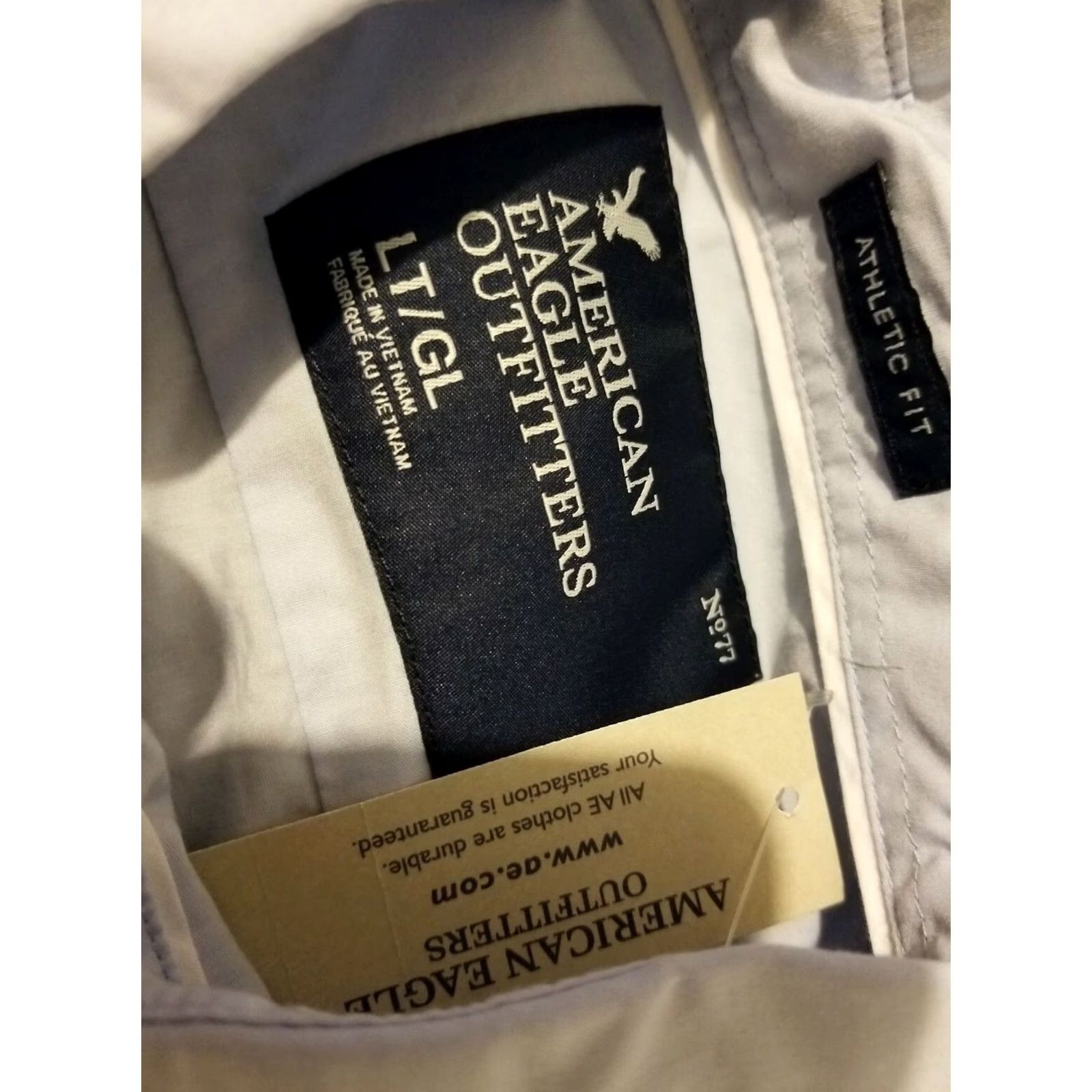 American Eagle Outfitters VINTAGE? (No) - American Eagle Outfitters Shirt - Mens - Dress Shirt - LT Gray - Button-Up - Long Sleeve - Cotton - Big & Tall Size 42R - 4 Thumbnail
