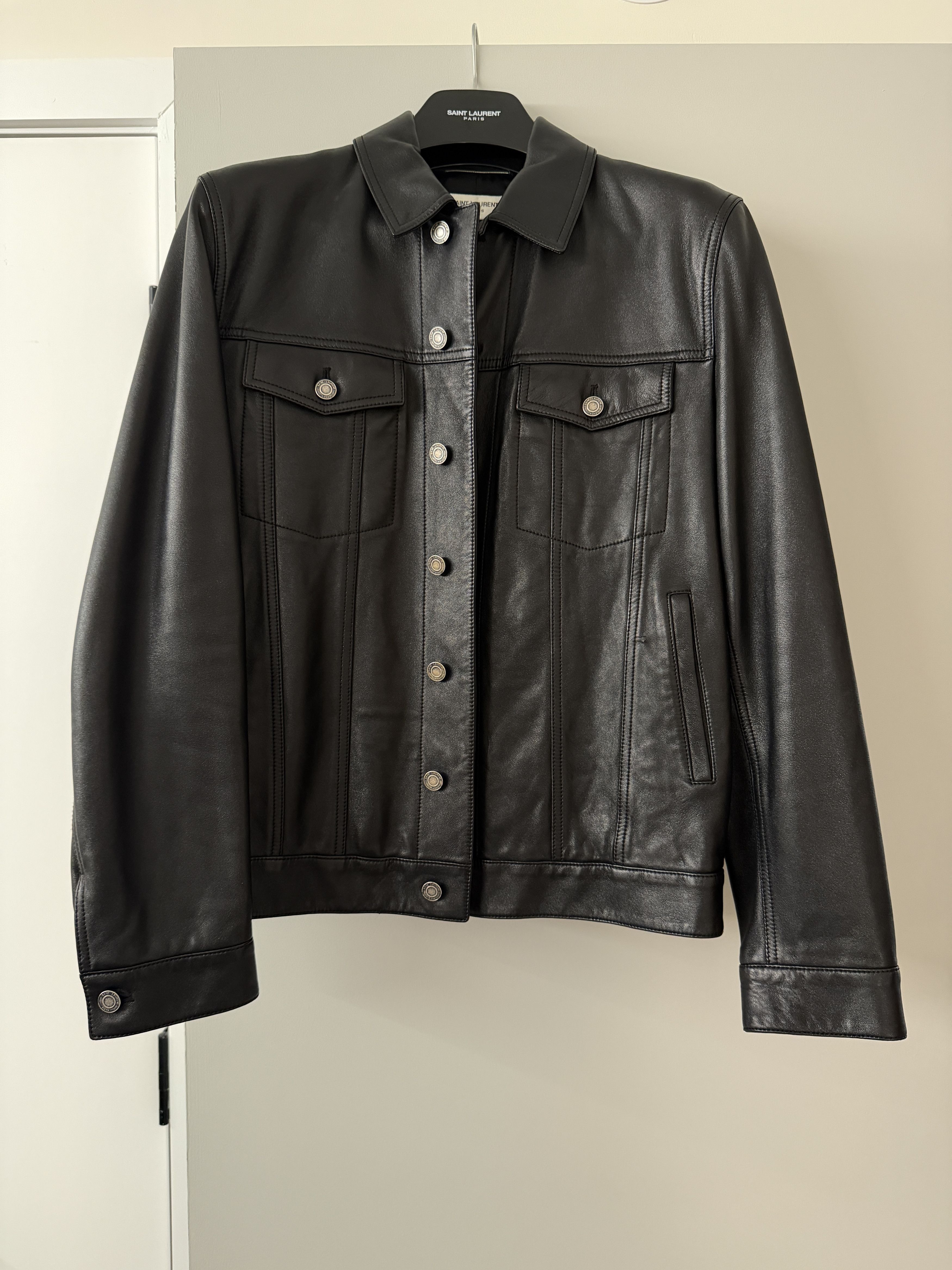 Saint Laurent Paris LAMBSKIN DENIM JACKET Size US L / EU 52-54 / 3 - 1 Thumbnail