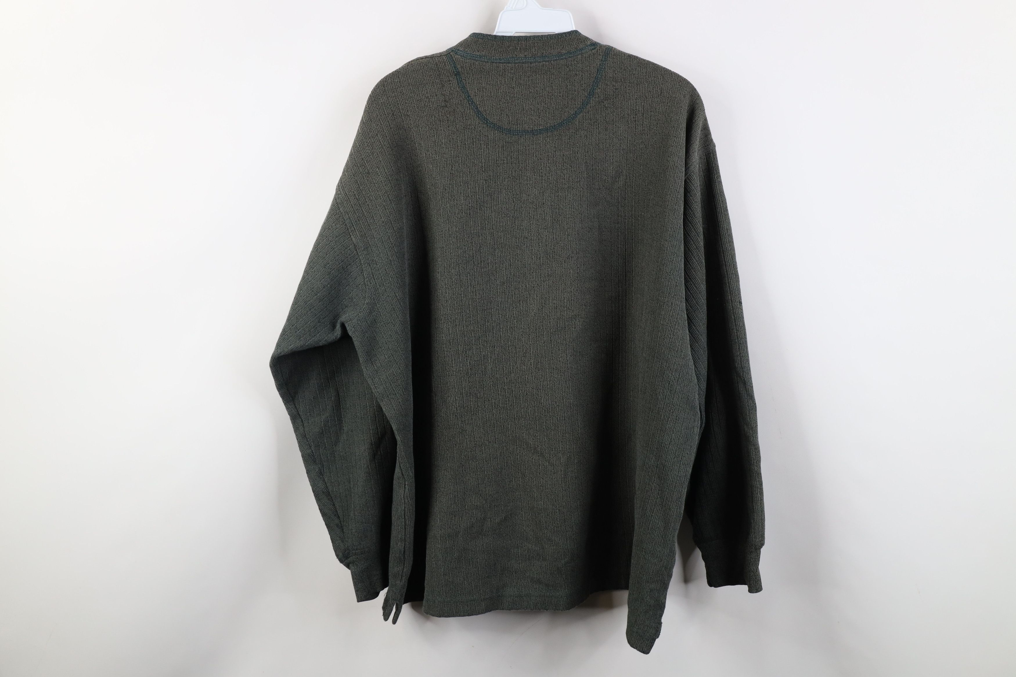 Vintage Vintage 90s Streetwear Knit Long Sleeve Henley T-Shirt Green Size US L / EU 52-54 / 3 - 12 Thumbnail