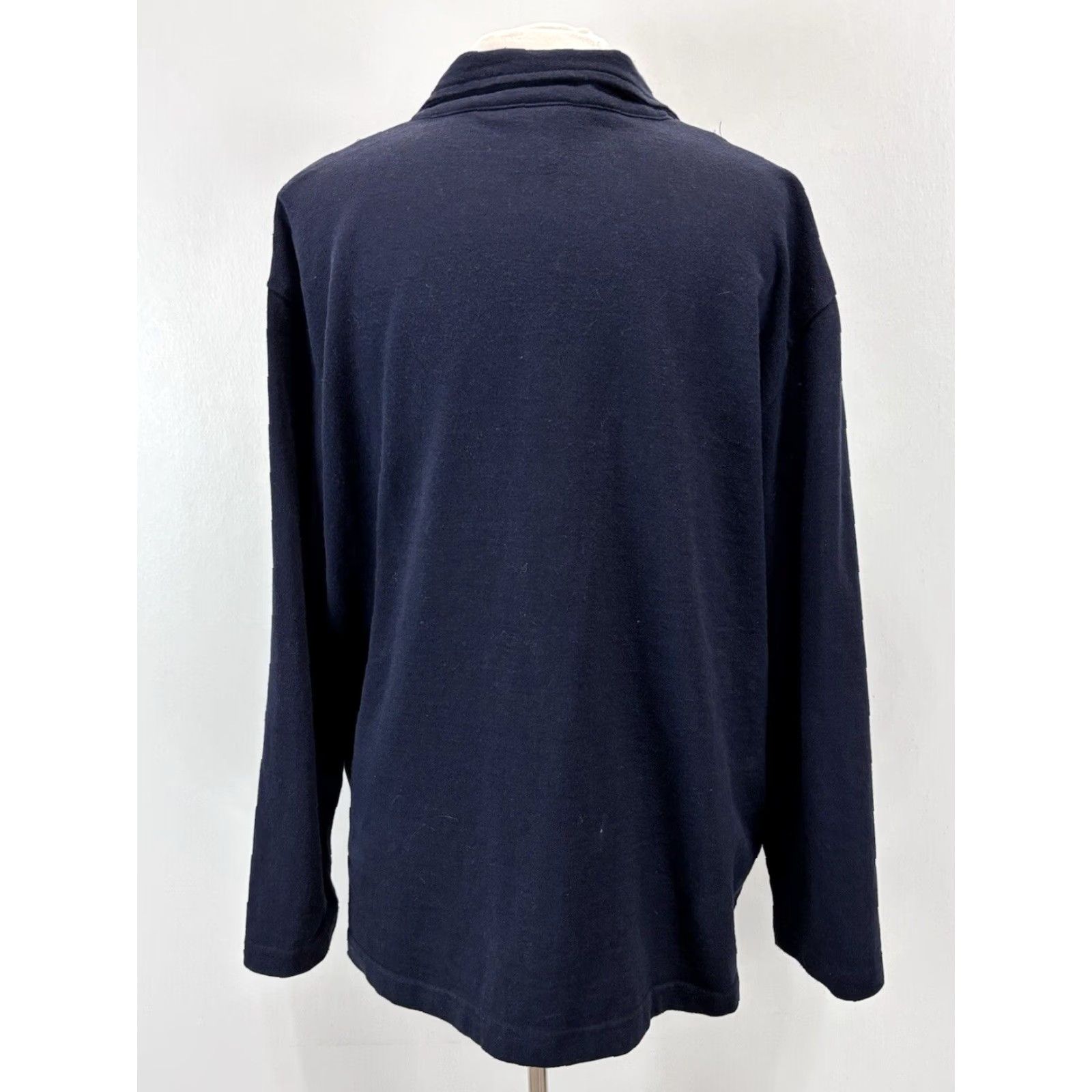 Doublet VINTAGE Hot Cotton Knit Jacket Women Navy Double Breasted Pea Coat Size Large Adult Women Navy Knit Jacket Size L / US 10 / IT 46 - 3 Thumbnail