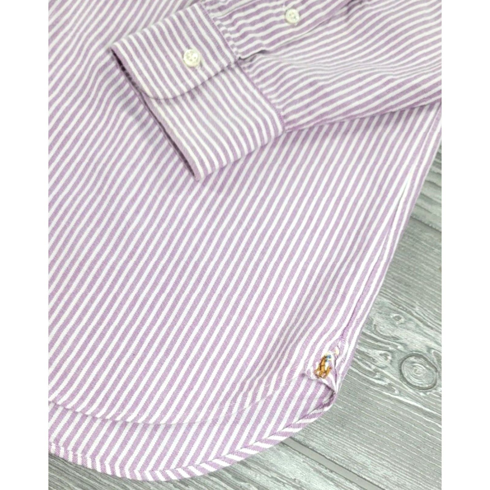 Polo Ralph Lauren Polo Ralph Lauren Oxford Button Up Shirt Men 16.5-35 Purple White Stripe Regent Size US XL / EU 56 / 4 - 5 Thumbnail