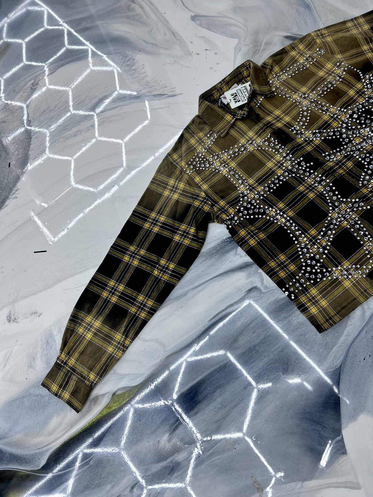 Vale Chocolate Crystal Flannel Black Yellow Size S