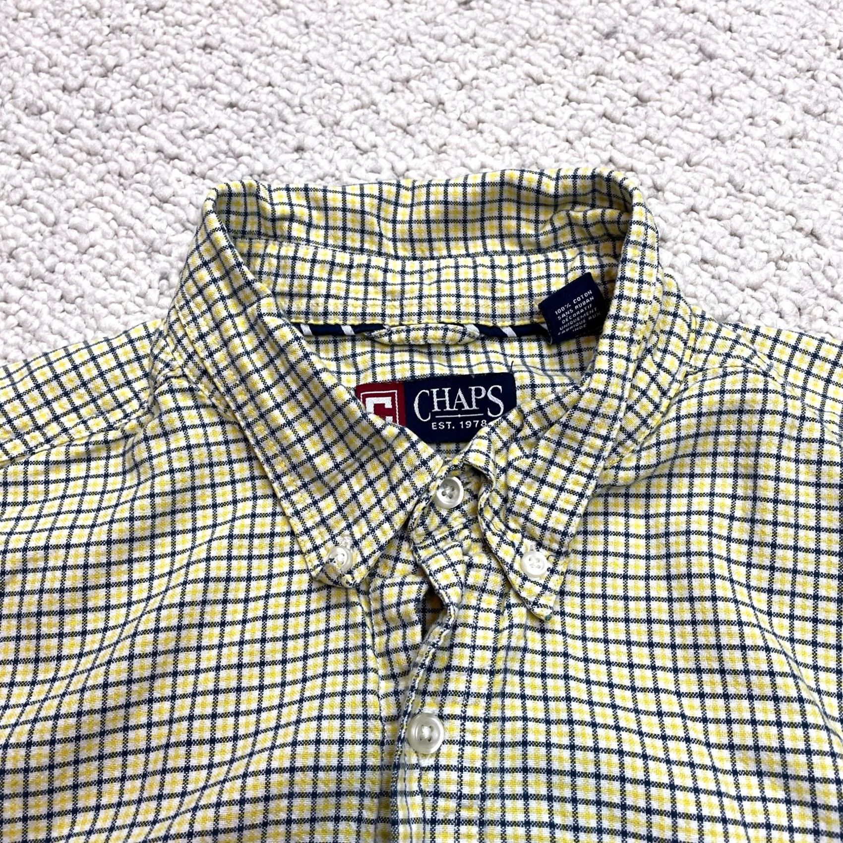 Chaps Chaps Shirt Mens 2XL Long Sleeve Button-Down Yellow Check Cotton Pocket Logo VINTAGE Size US XXL / EU 58 / 5 - 5 Thumbnail
