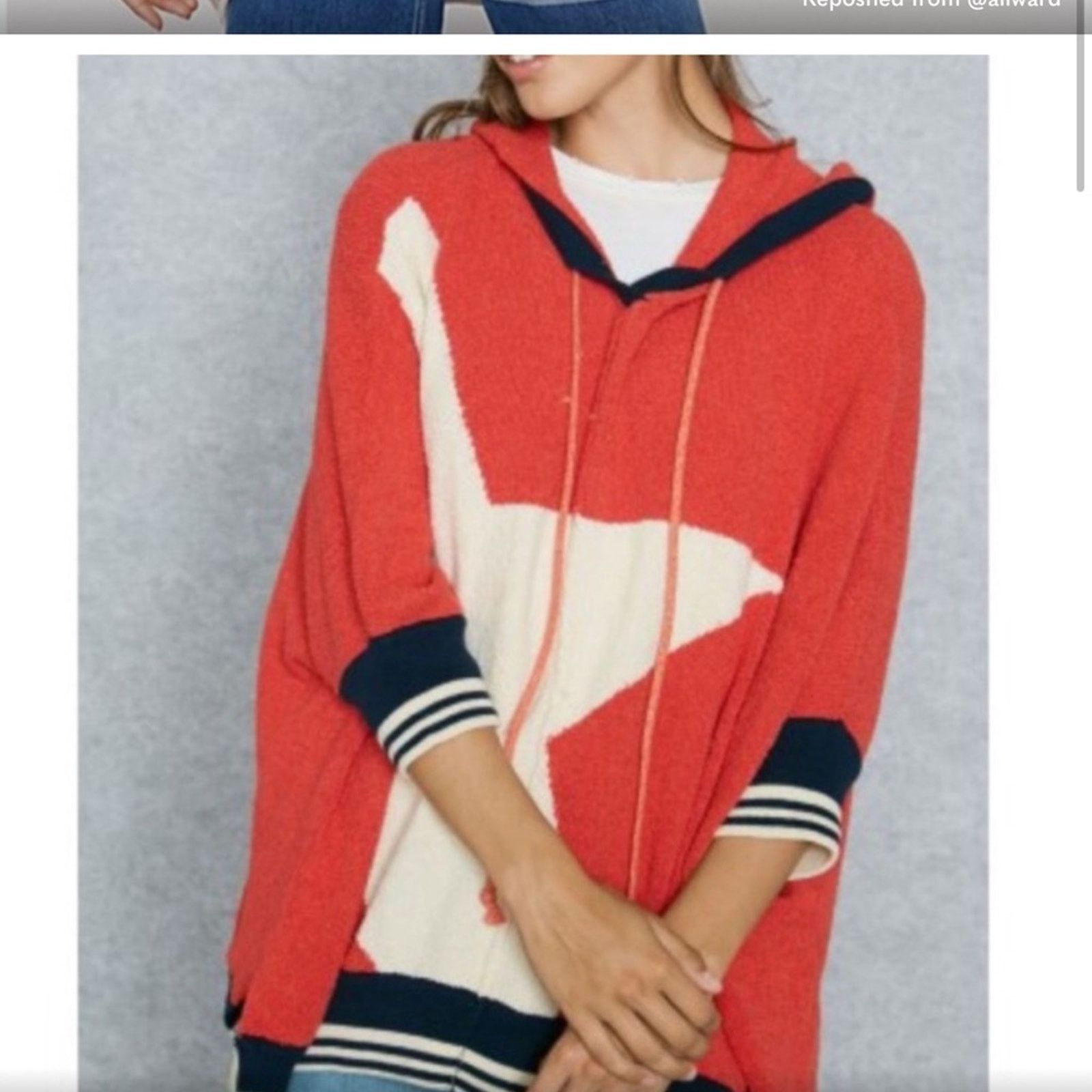 Free People Free People “I Know Places” Star Hoodie Red/White Size XS/S Size S / US 4 / IT 40 - 1 Thumbnail