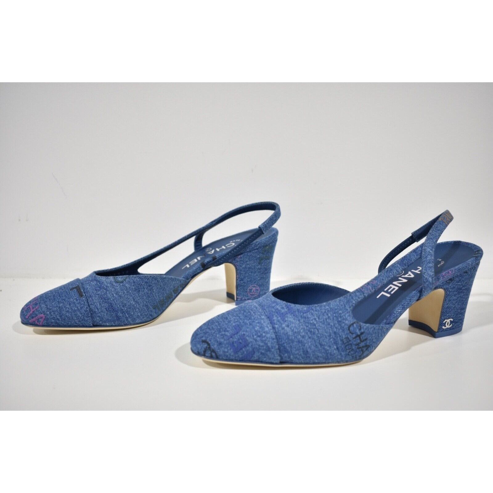 Chanel 22P Mademoiselle Coco Sling Denim Slingback Sandal Heel 41 Size US 11 / IT 41 - 8 Thumbnail