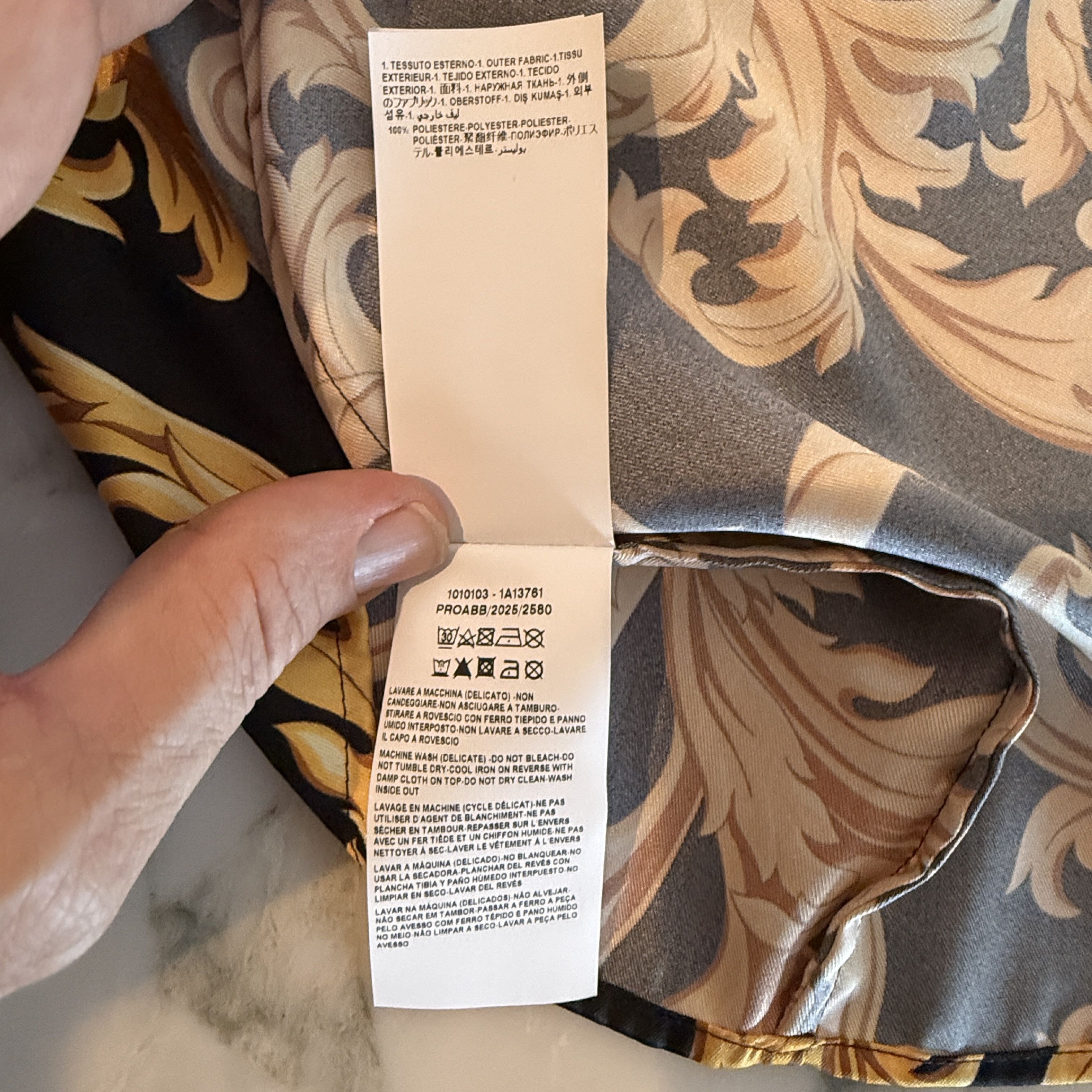 Versace VERSACE 1010103 Men's Baroque Black Gold Shirt, IT52 (lg) Size US L / EU 52-54 / 3 - 5 Thumbnail