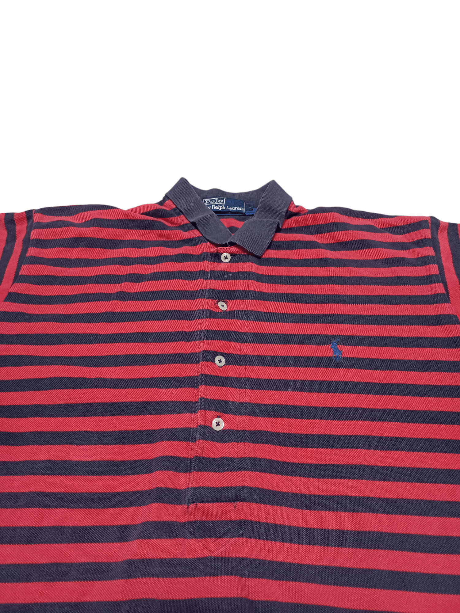Polo Ralph Lauren VINTAGE 90S POLO RALPH LAUREN 1/3 STRIPED POLO SHIRT Size US L / EU 52-54 / 3 - 3 Thumbnail