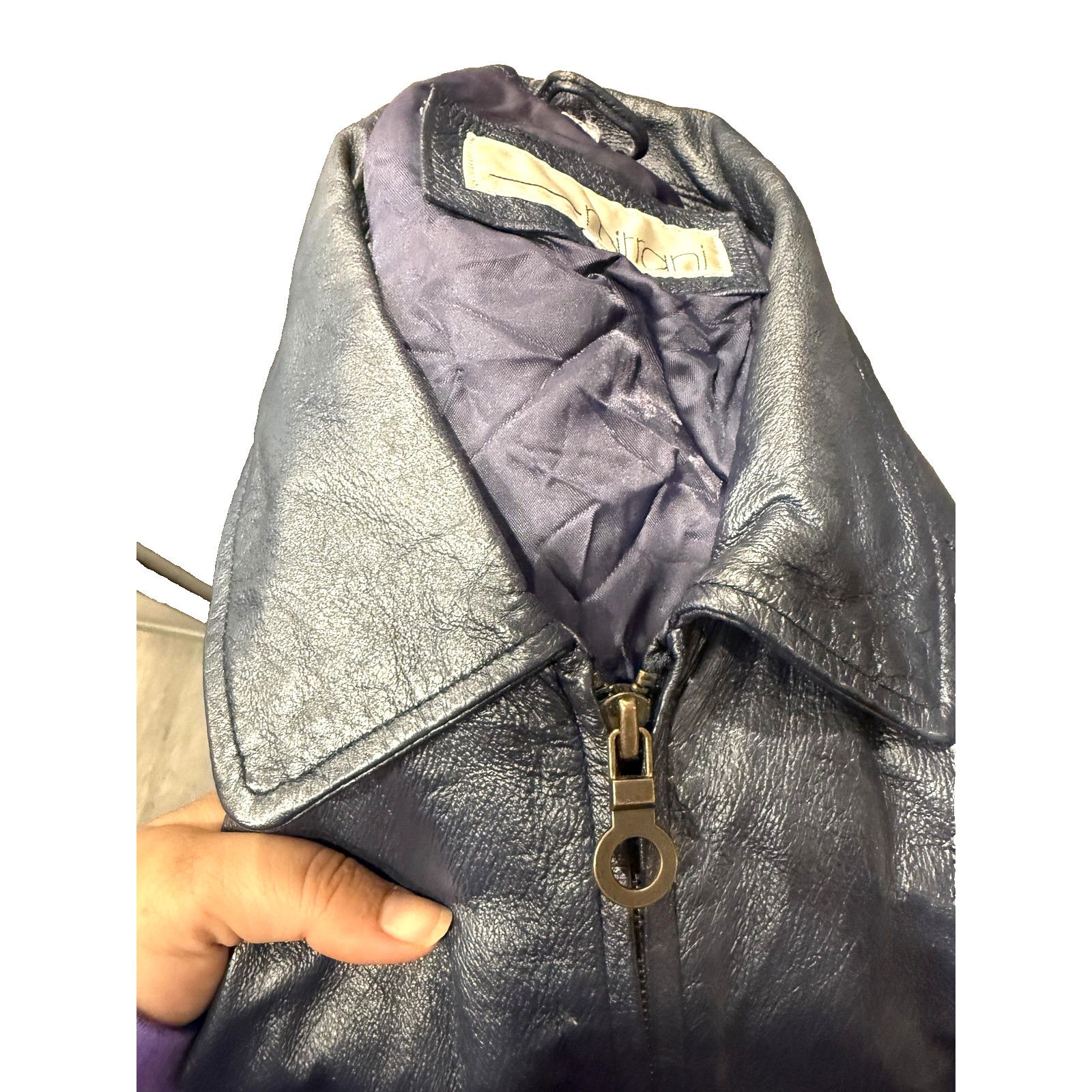 & Other Stories Vintage Mitrani Jacket Womens MED Blue Genuine Leather Korea Size M / US 6-8 / IT 42-44 - 9 Thumbnail