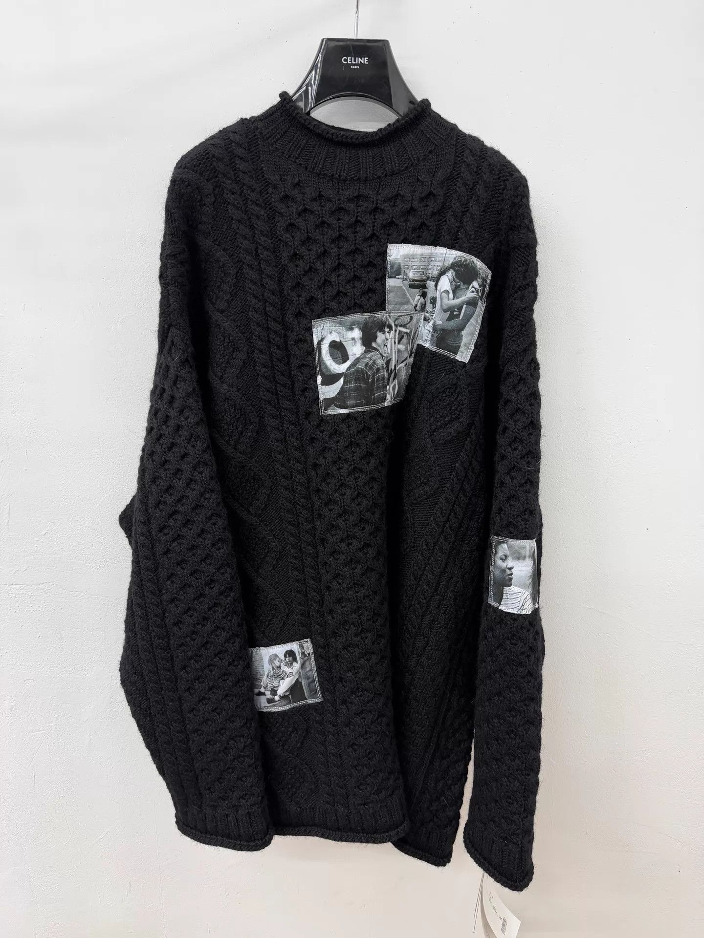 Takahiromiyashita The Soloist. Black Cable Knit Sweater with Photo Patches Size US M / EU 48-50 / 2 - 1 Thumbnail