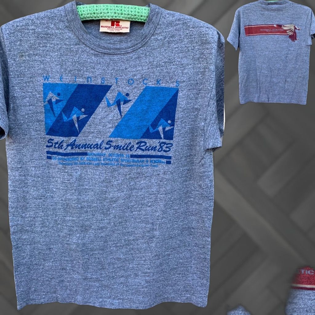 Russell Athletic VINTAGE Russell Athletic Sportswear Weinstocks 5th Annual 5 Mile Run 83 t shirt M Gray Mens Shirt 1980s Graphic Tee Regular Short Sleeve PolyCotton Size US M / EU 48-50 / 2 - 1 Thumbnail
